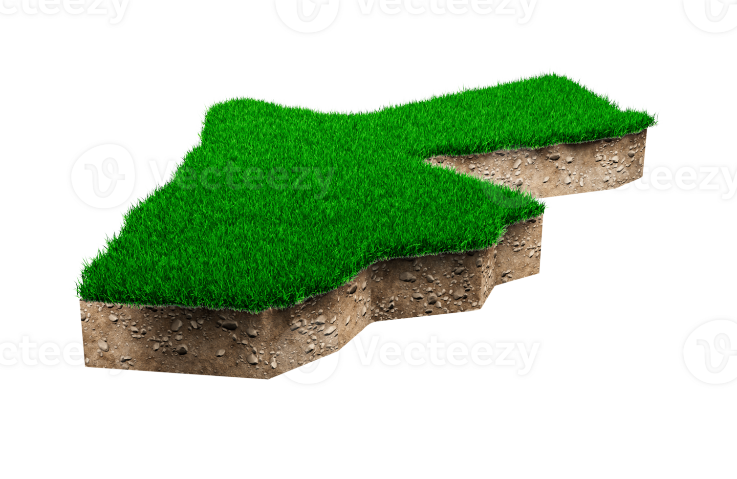 jordanien karte boden land geologie querschnitt mit grünem gras 3d illustration png