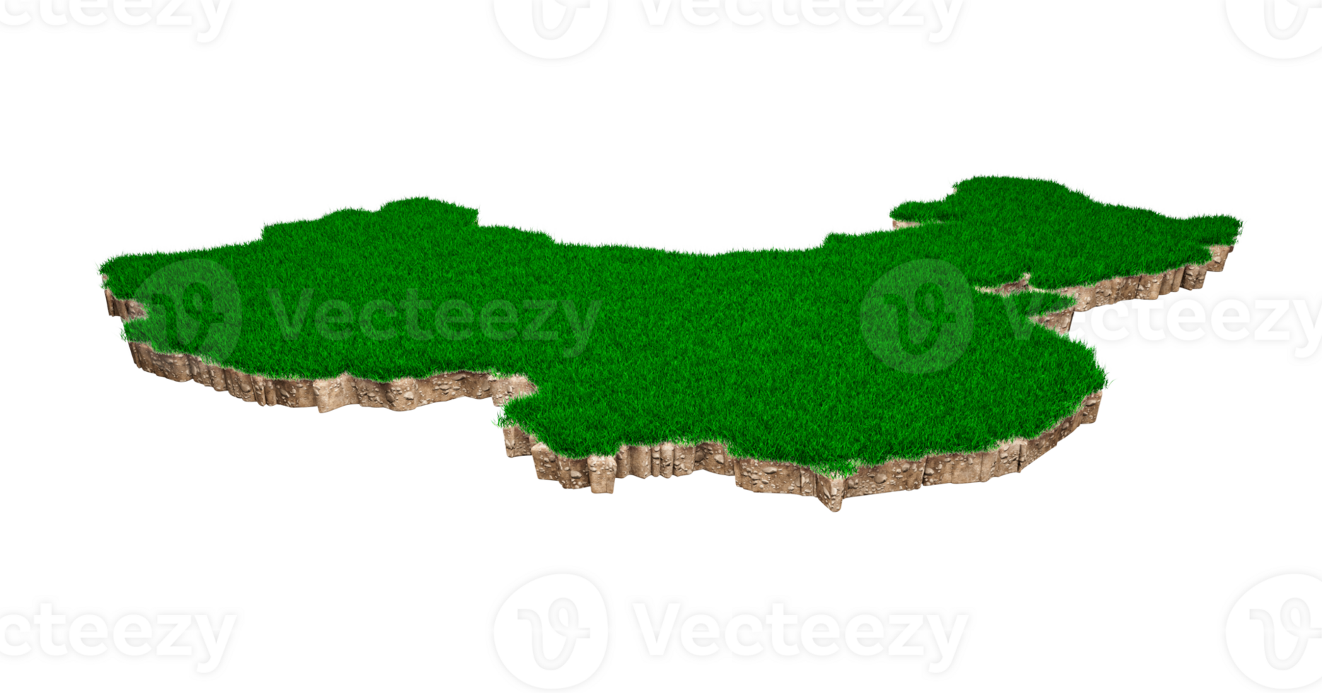 China Map soil land geology cross section with green grass and Rock ground texture 3d illustration png