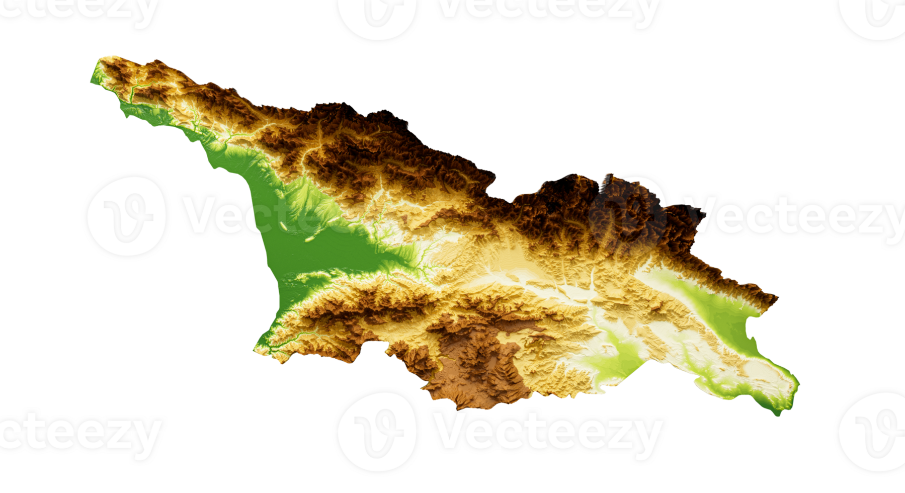 Georgia Map Shaded relief Color Height map 3d illustration png