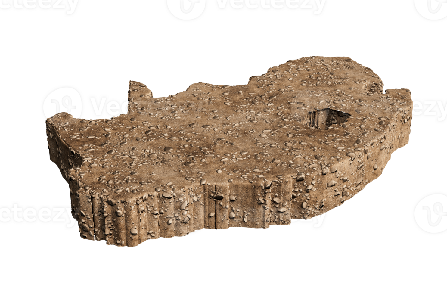 South Africa map soil land geology cross section with Rock ground texture 3d illustration png