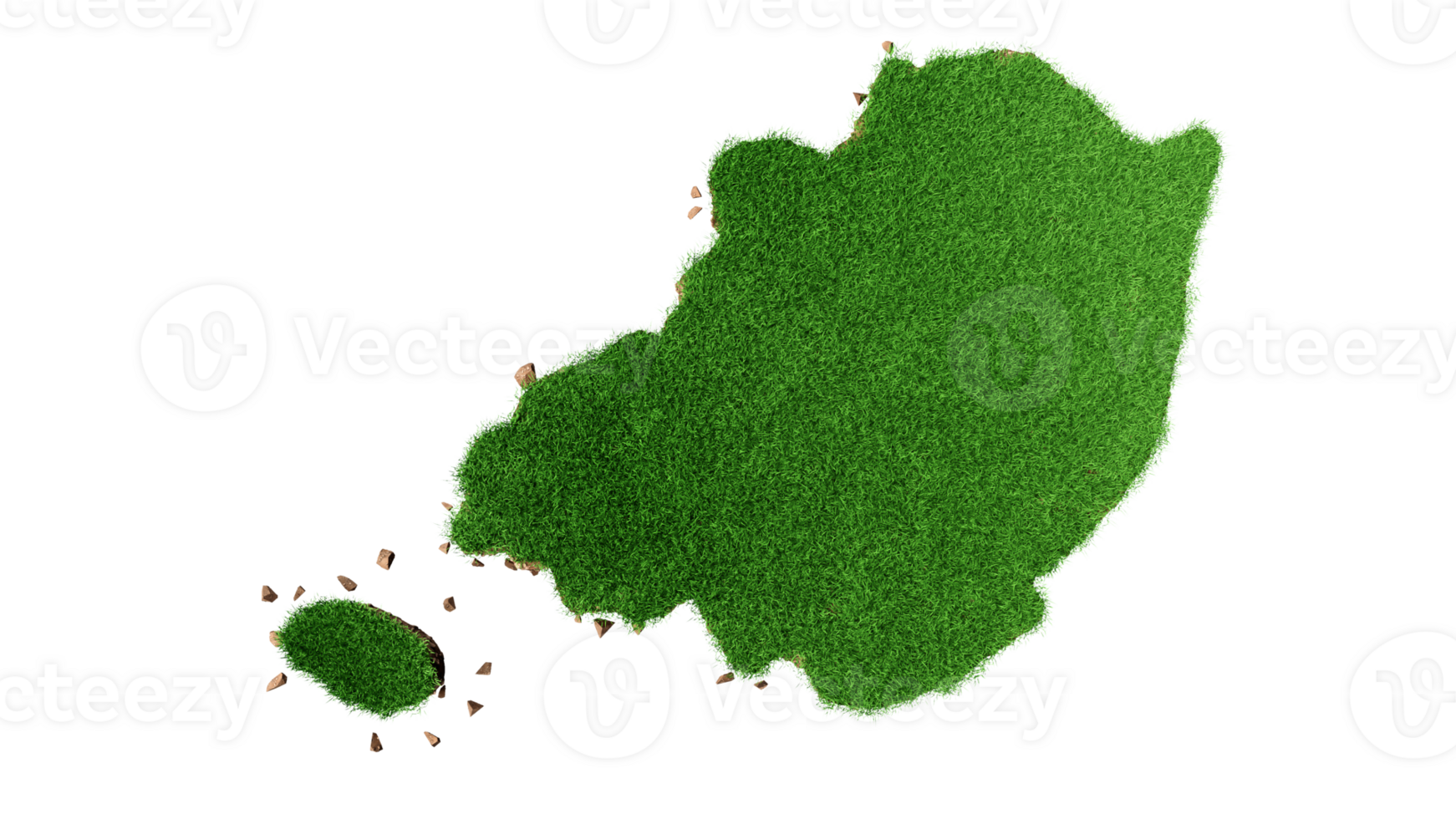South Korea Map Grass and ground texture 3d illustration png