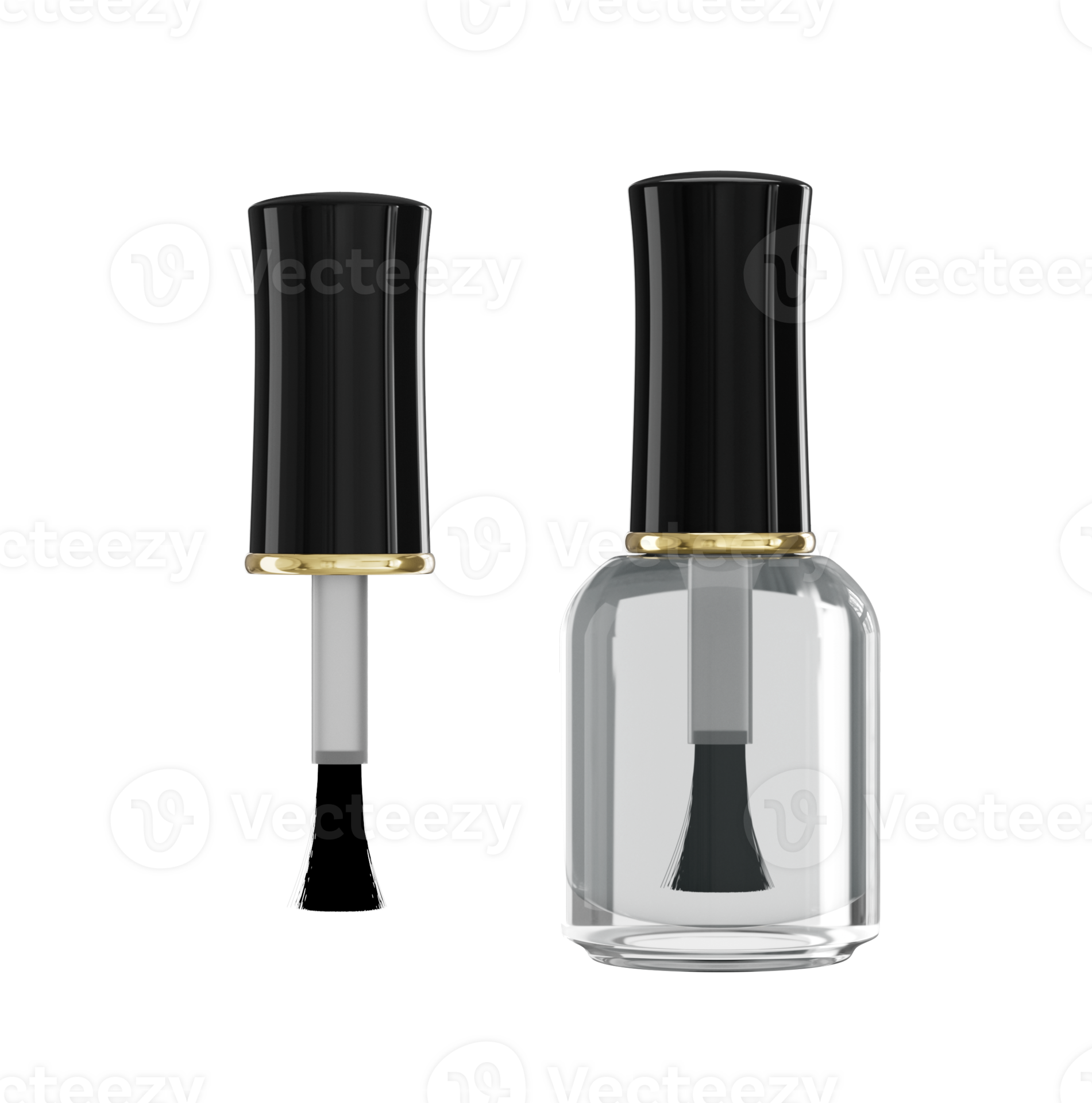 Empty nail polish bottle Bottle of clear nail polish with brush 3d