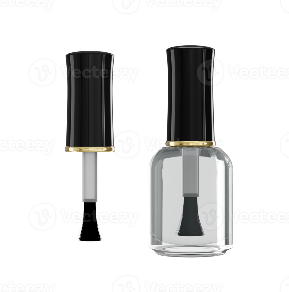 Empty nail polish bottle Bottle of clear nail polish with brush 3d
