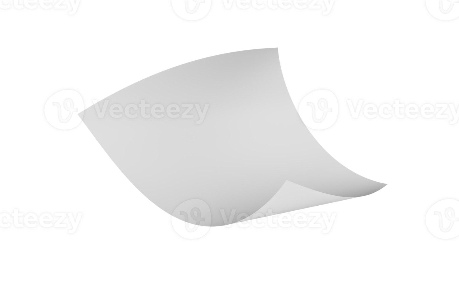 Bent empty paper sheet. empty paper Mockup A4 format paper with shadows 3d Illustration png