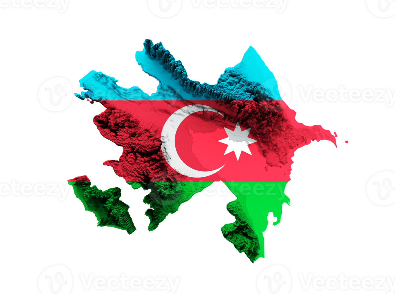 Azerbaijão mapa sombreado alívio cor altura mapa 3d ilustração png