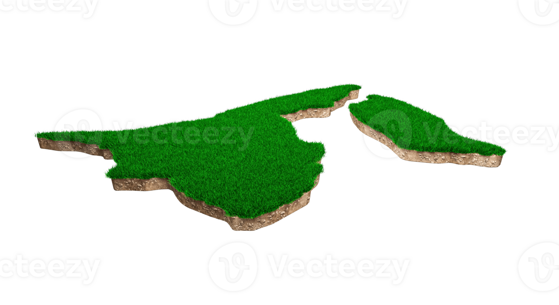 Brunei Map soil land geology cross section with green grass and Rock ground texture 3d illustration png