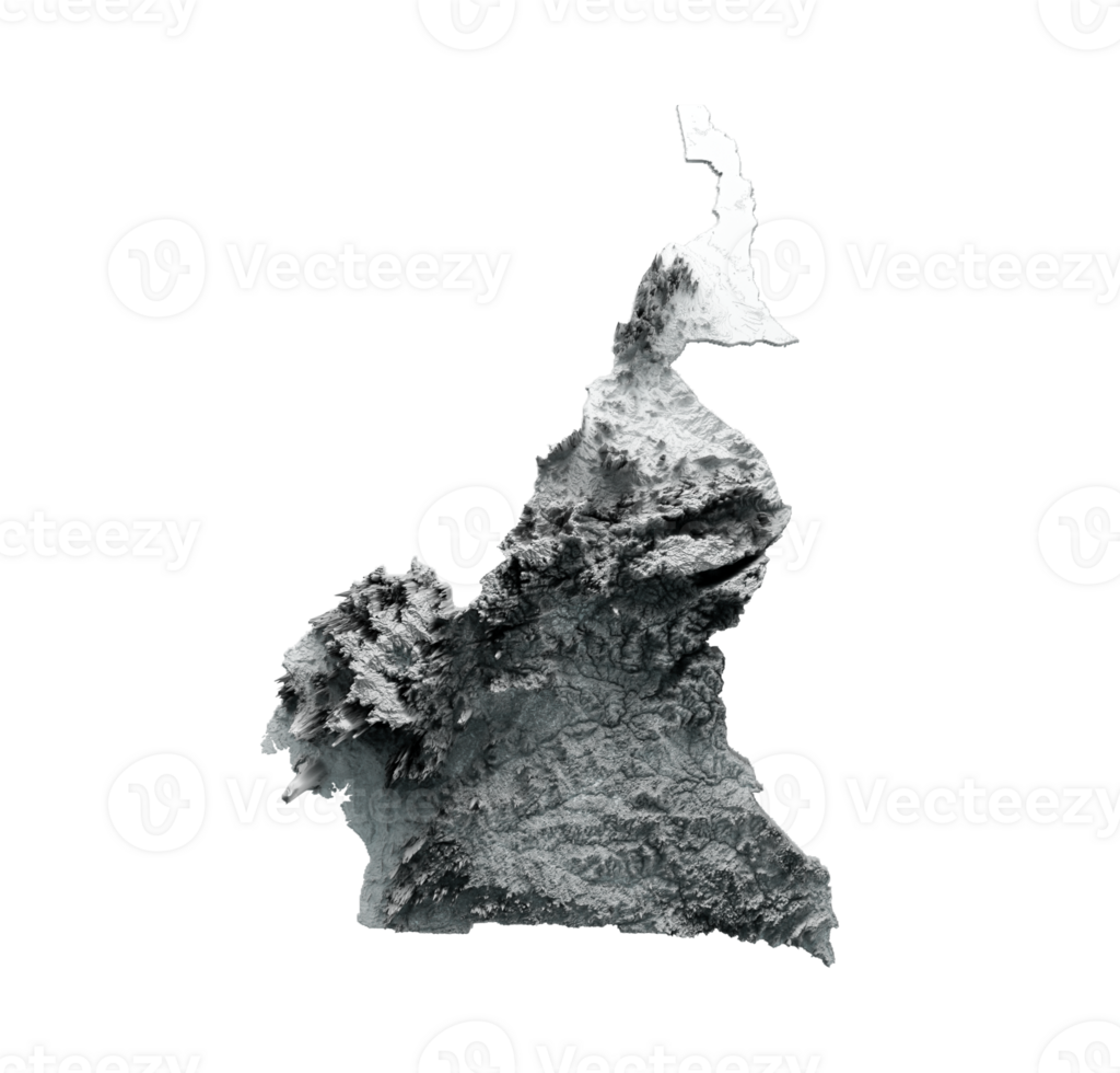 Cameroon Map Shaded relief map 3d illustration png
