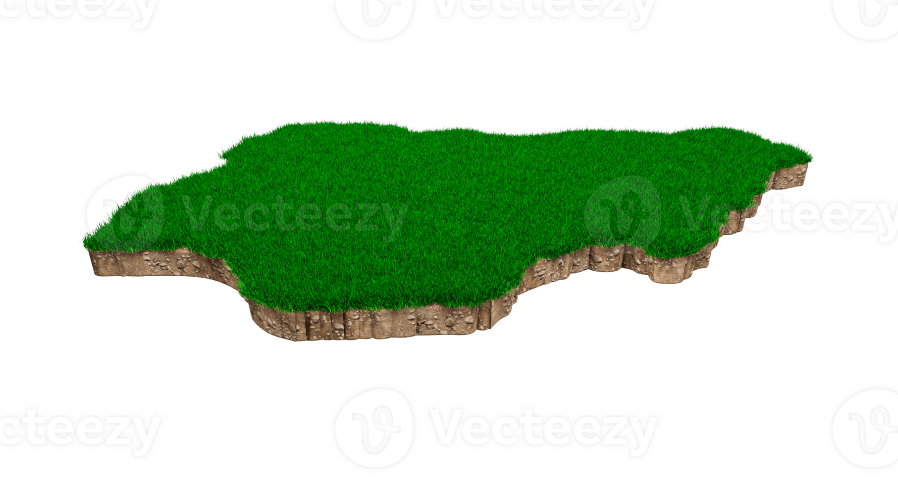 Nigeria Map soil land geology cross section with green grass and Rock ground texture 3d illustration png