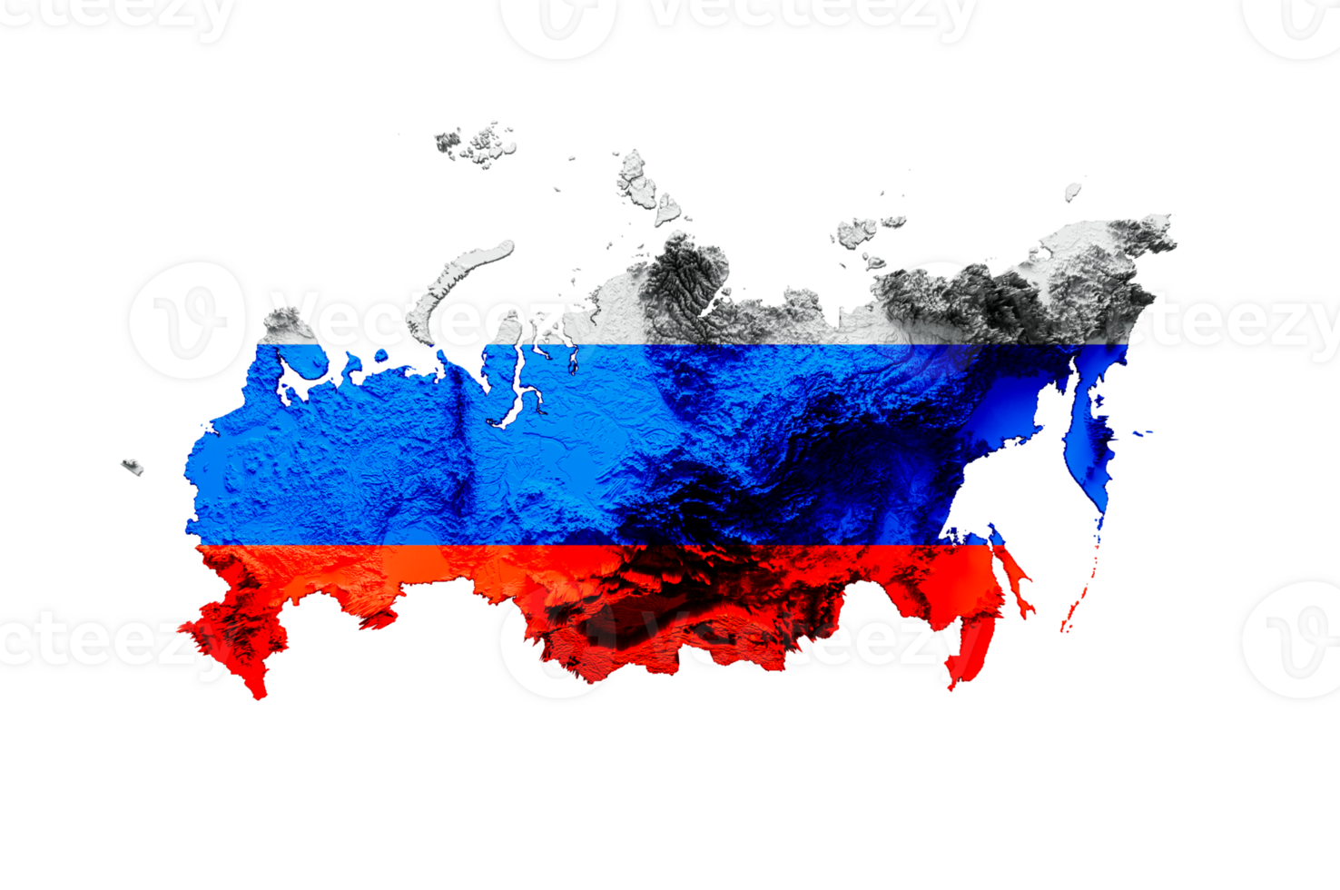 mappa e bandiera della russia illustrazione 3d della mappa topografica 3d della mappa della russia icona della bandiera nazionale png