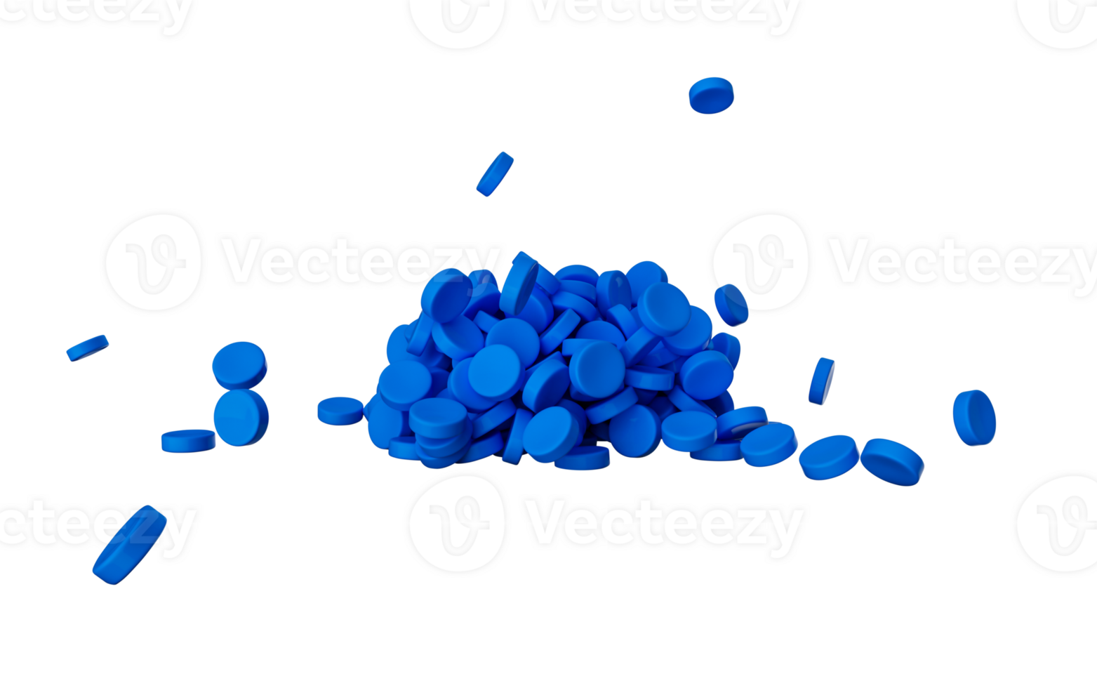 blauw plastic polymeer korrels 3d illustratie png