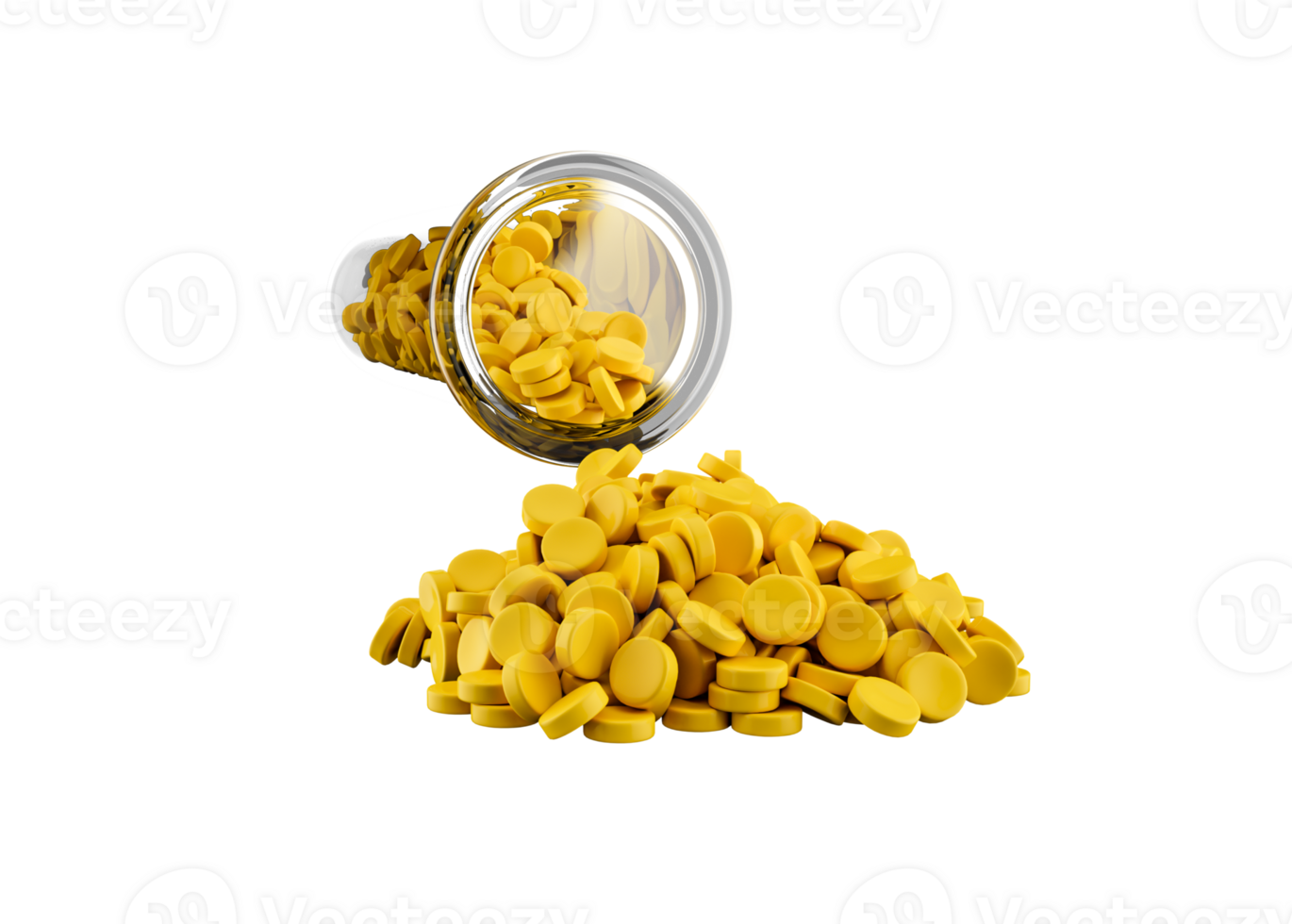 Yellow granules of polypropylene or polyamide in test tube. Plastics and polymers industry. Monochrome 3d illustration png