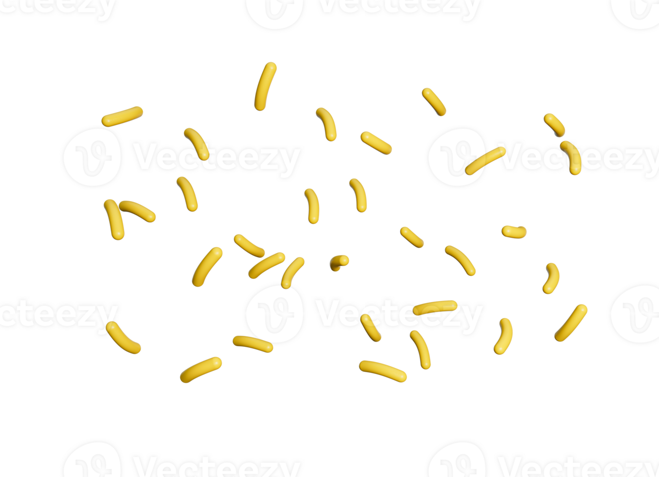 Yellow sprinkles, granules and texture 3d illustration png