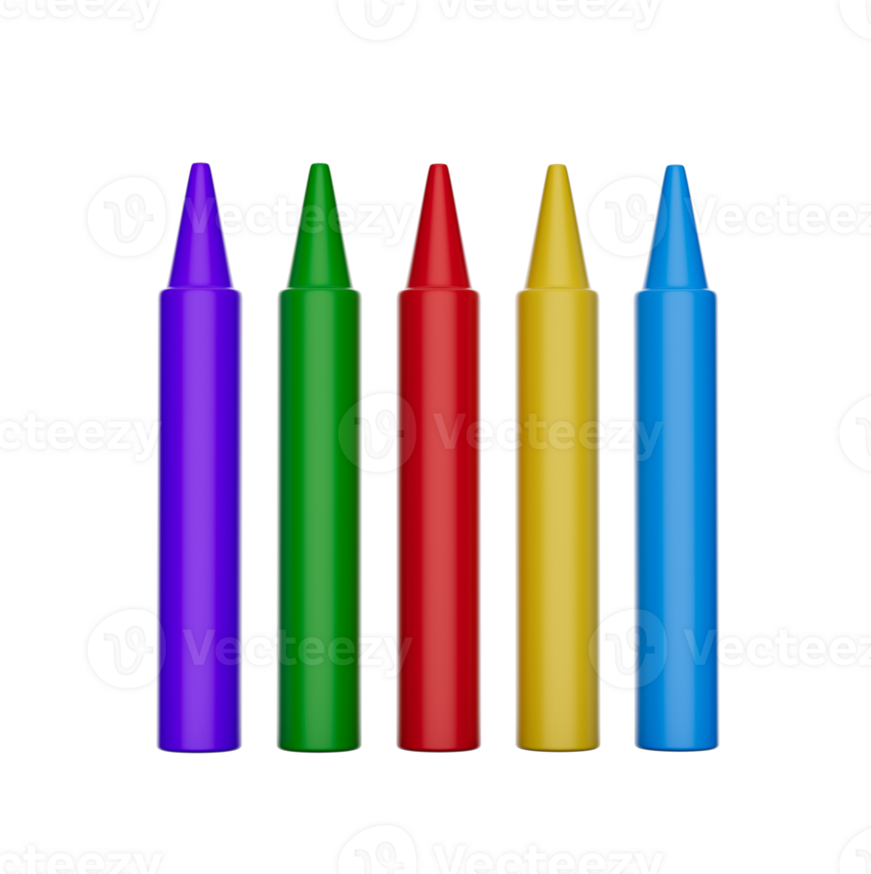 colored vax pencil Multiple Color 3d illustration png