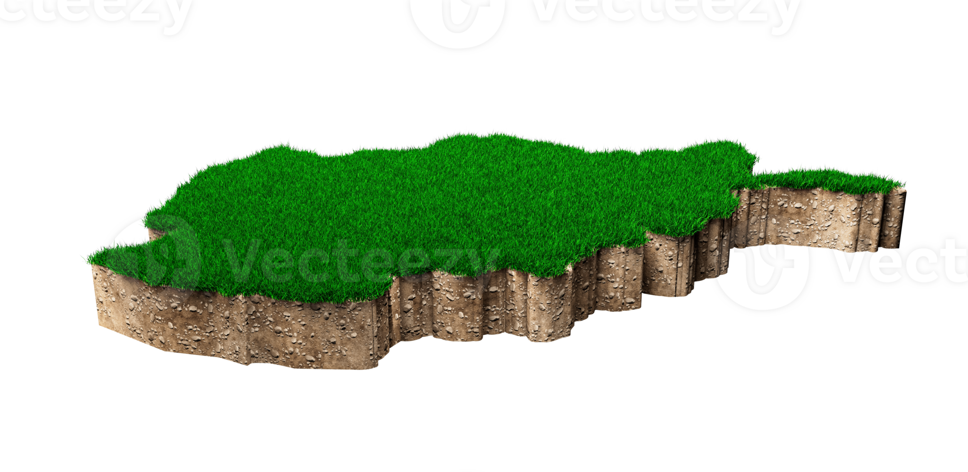 Afghanistan Map soil land geology cross section with green grass and Rock ground texture 3d illustration png