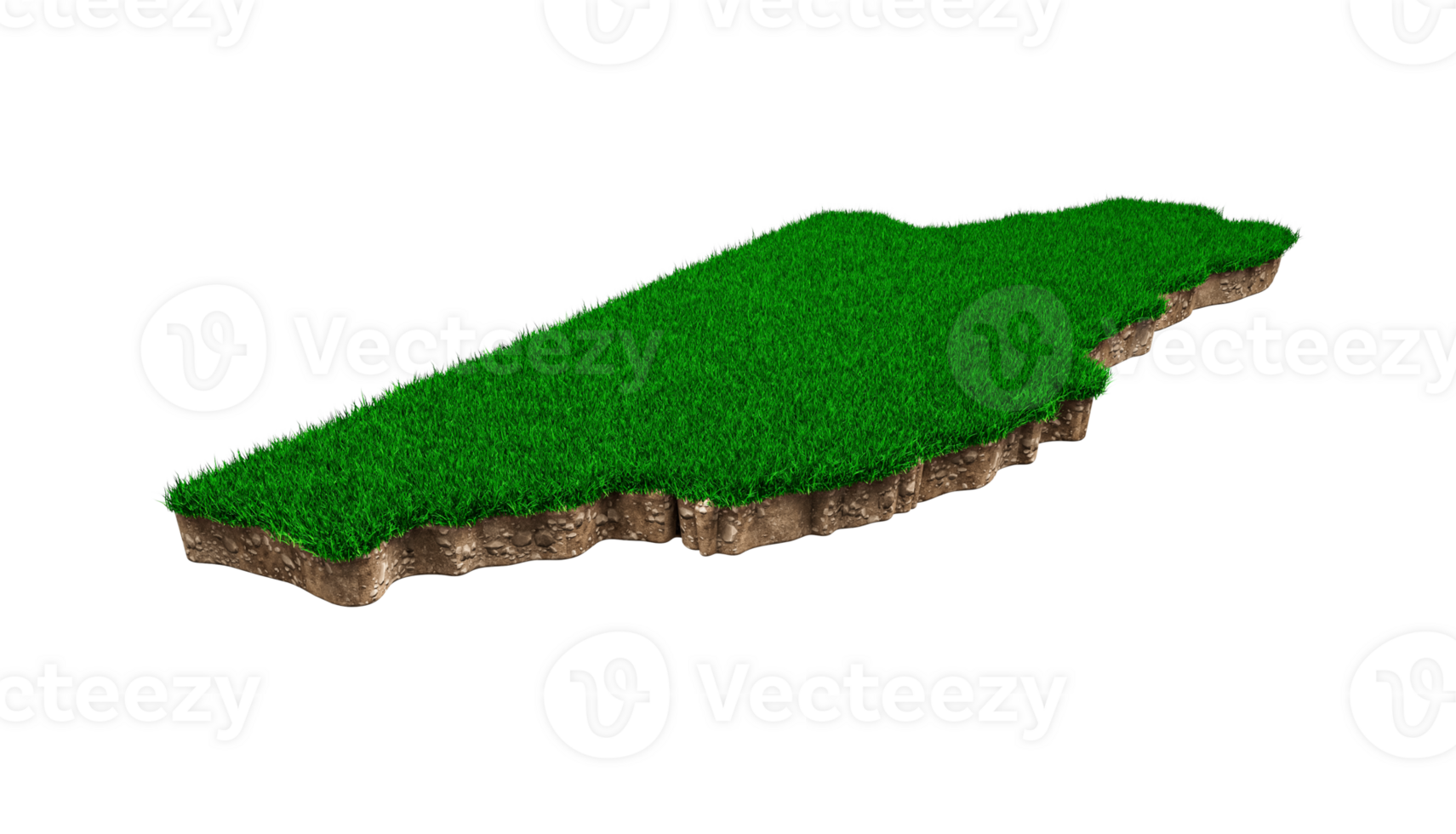 Belize Map soil land geology cross section with green grass and Rock ground texture 3d illustration png