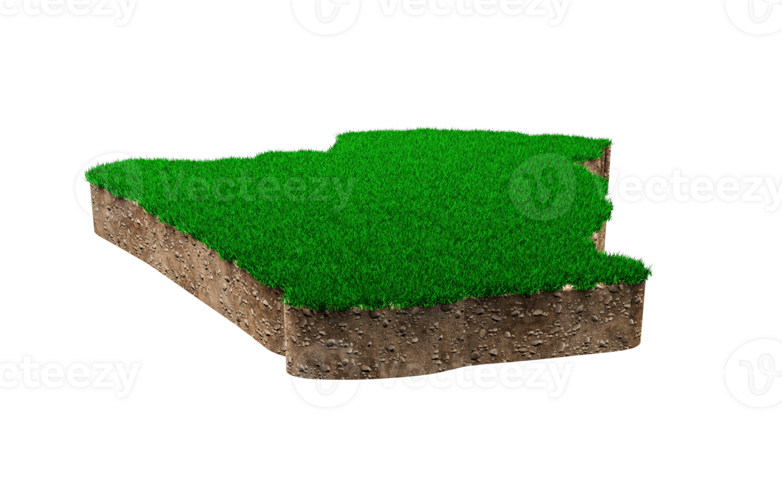 Algeria Map soil land geology cross section with green grass and Rock ground texture 3d illustration png