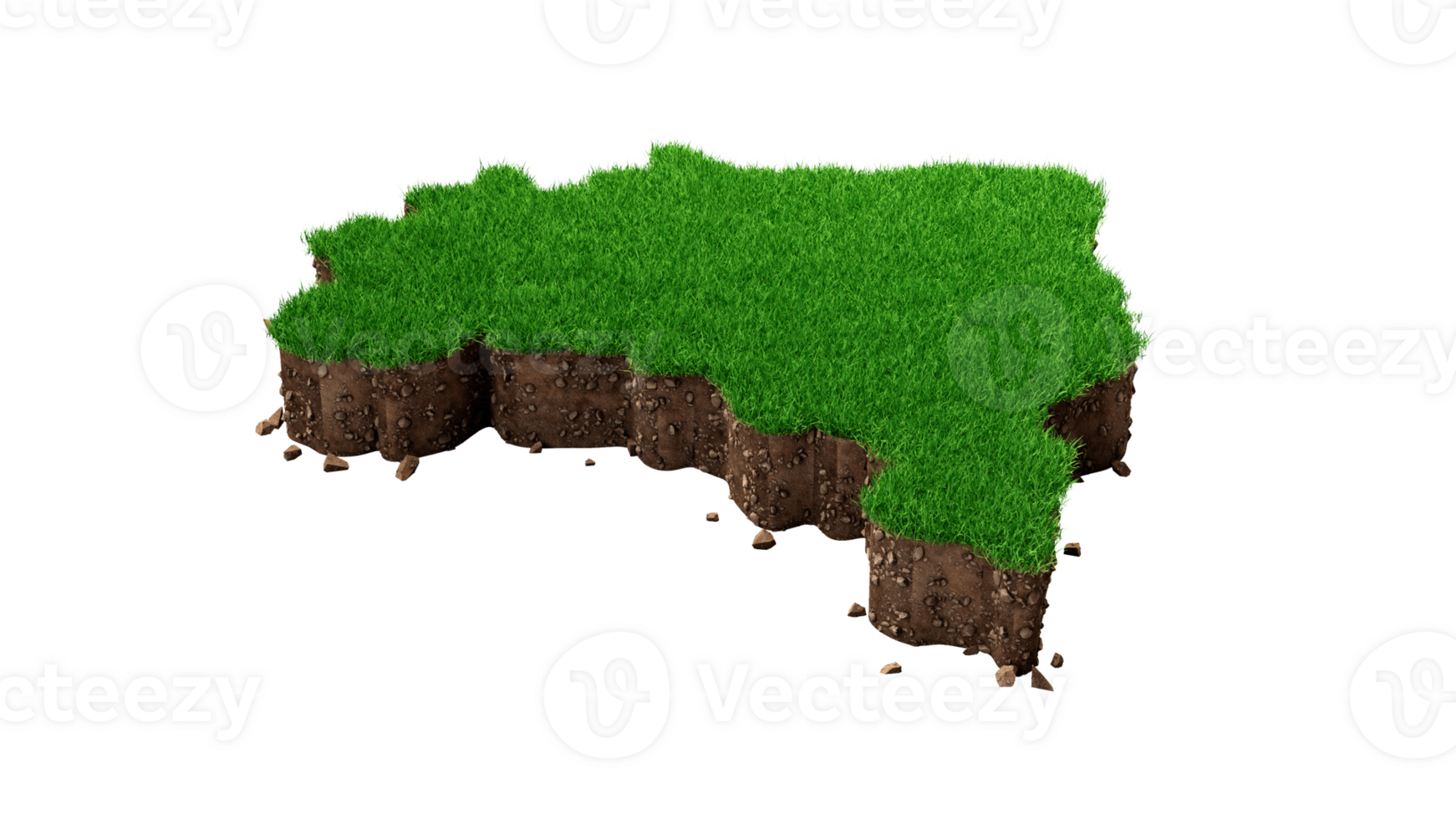 Brazil Map Grass and ground texture 3d illustration png