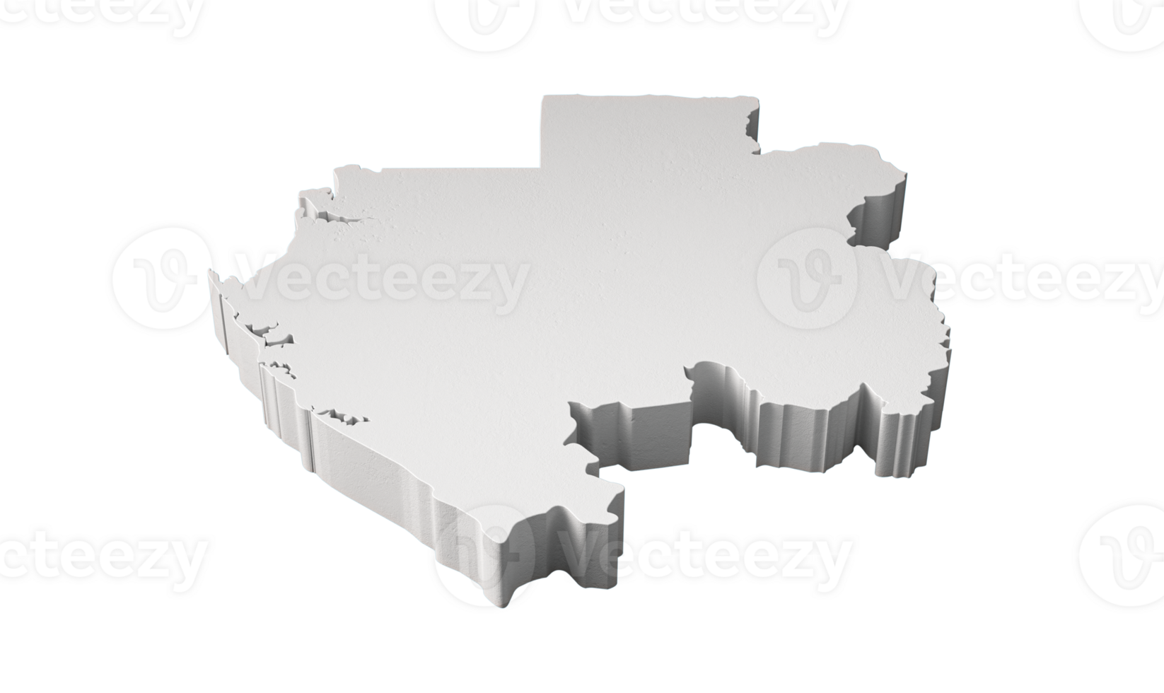 Gabon 3D map Geography Cartography and topology 3D illustration png