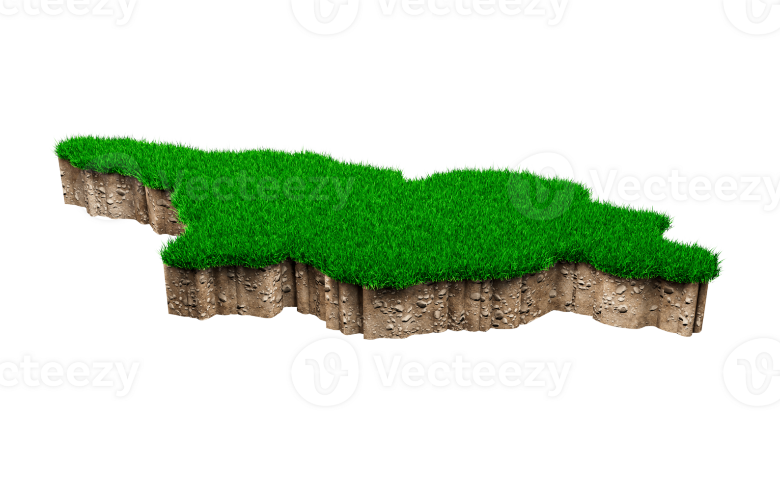 Georgia map soil land geology cross section with green grass 3d illustration png