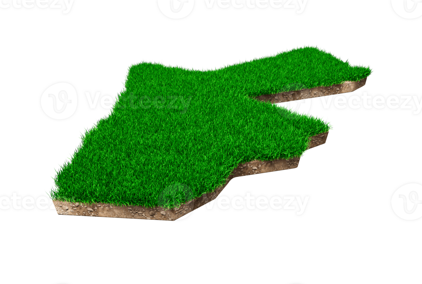 jordanien karte boden land geologie querschnitt mit grünem gras 3d illustration png