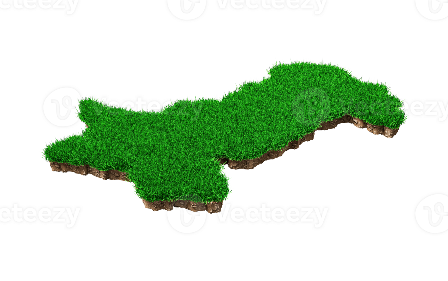 Pakistan Map soil land geology cross section with green grass and Rock ground texture 3d illustration png