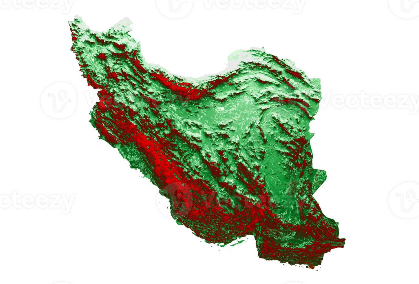 Iran Topographic Map 3d realistic Iran map Color texture and Rivers 3d illustration png