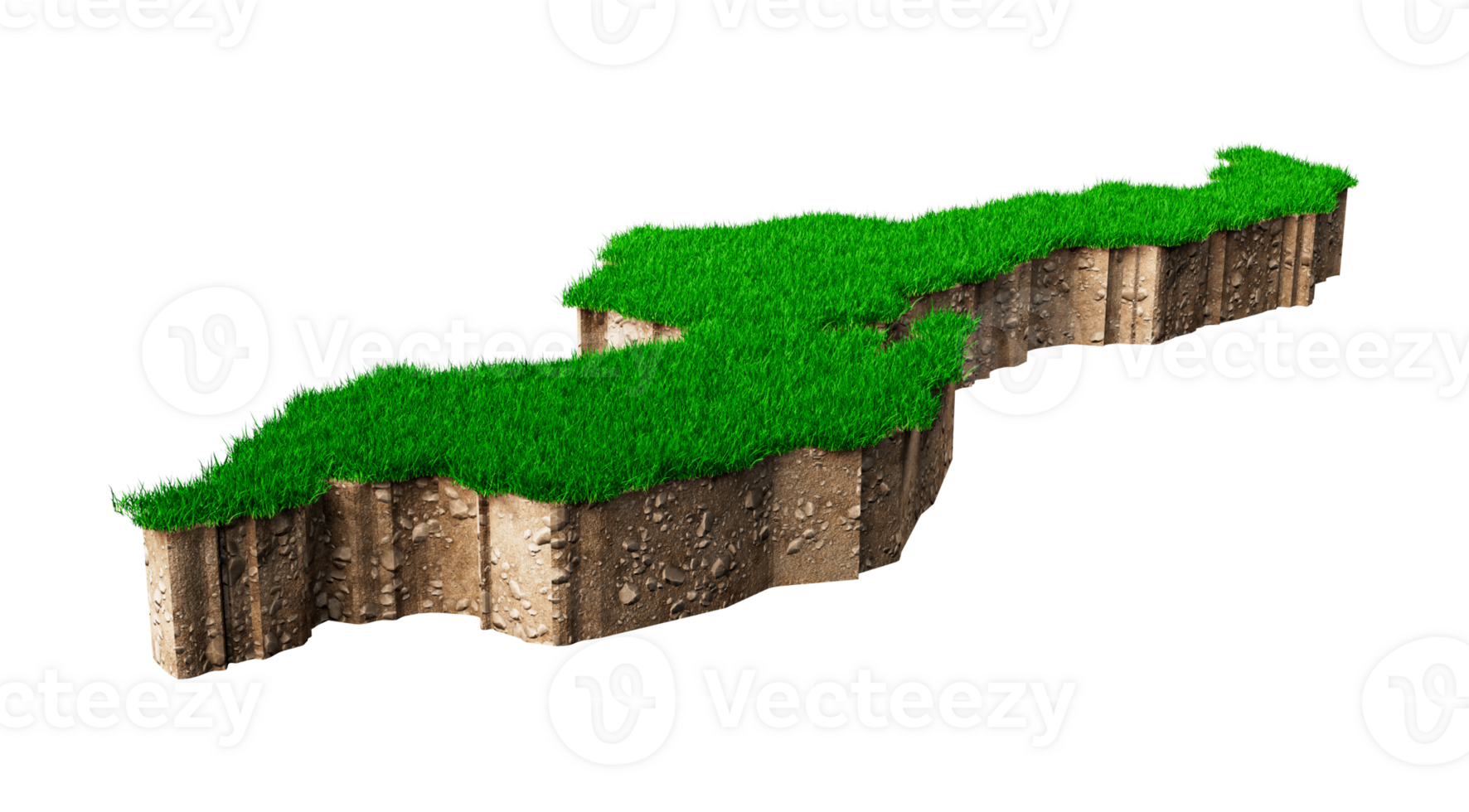malawi mapa suelo tierra geología sección transversal con hierba verde y roca suelo textura 3d ilustración png
