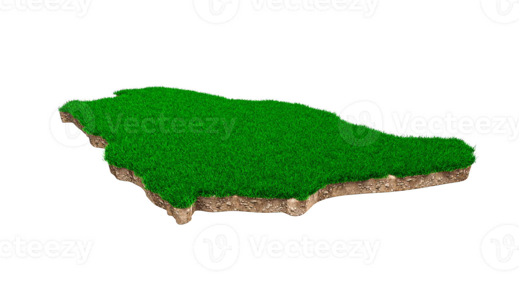 Saudi Arabia Map soil land geology cross section with green grass and Rock ground texture 3d illustration png