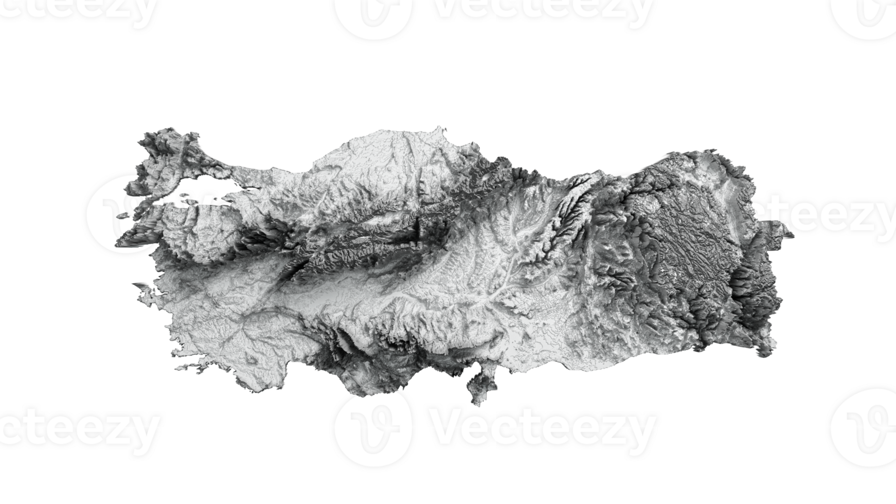 Turkey Map Shaded relief map 3d illustration png