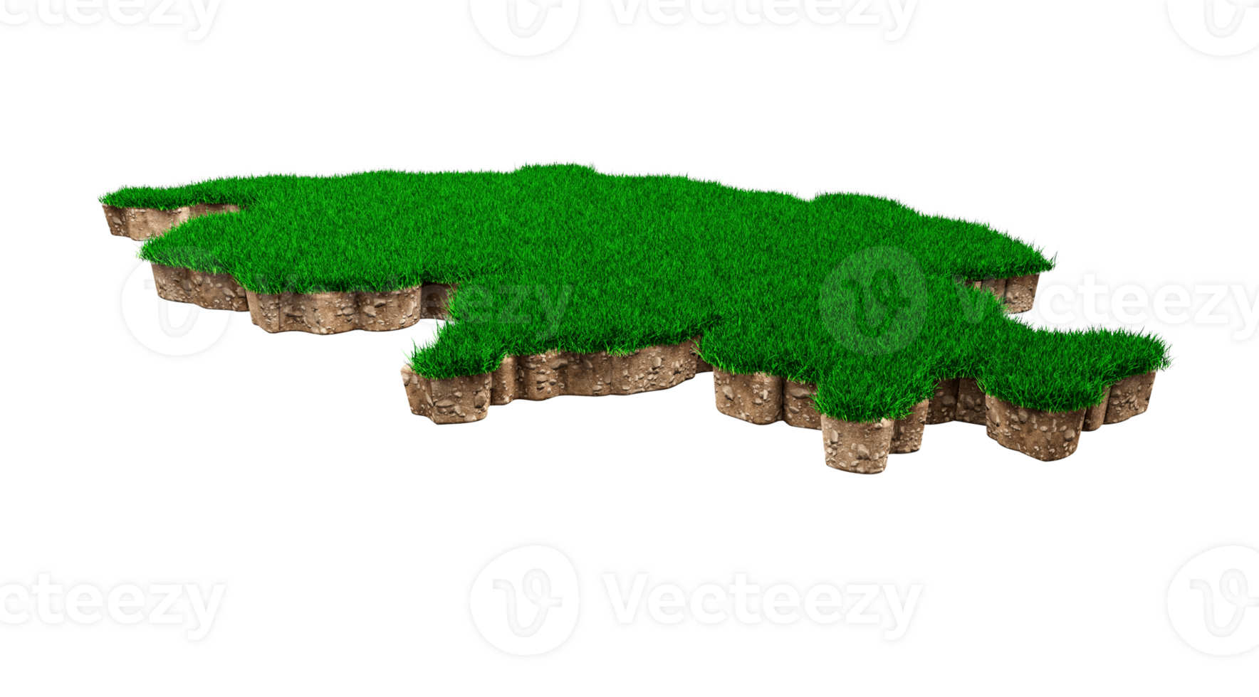 Switzerland Map soil land geology cross section with green grass and Rock ground texture 3d illustration png