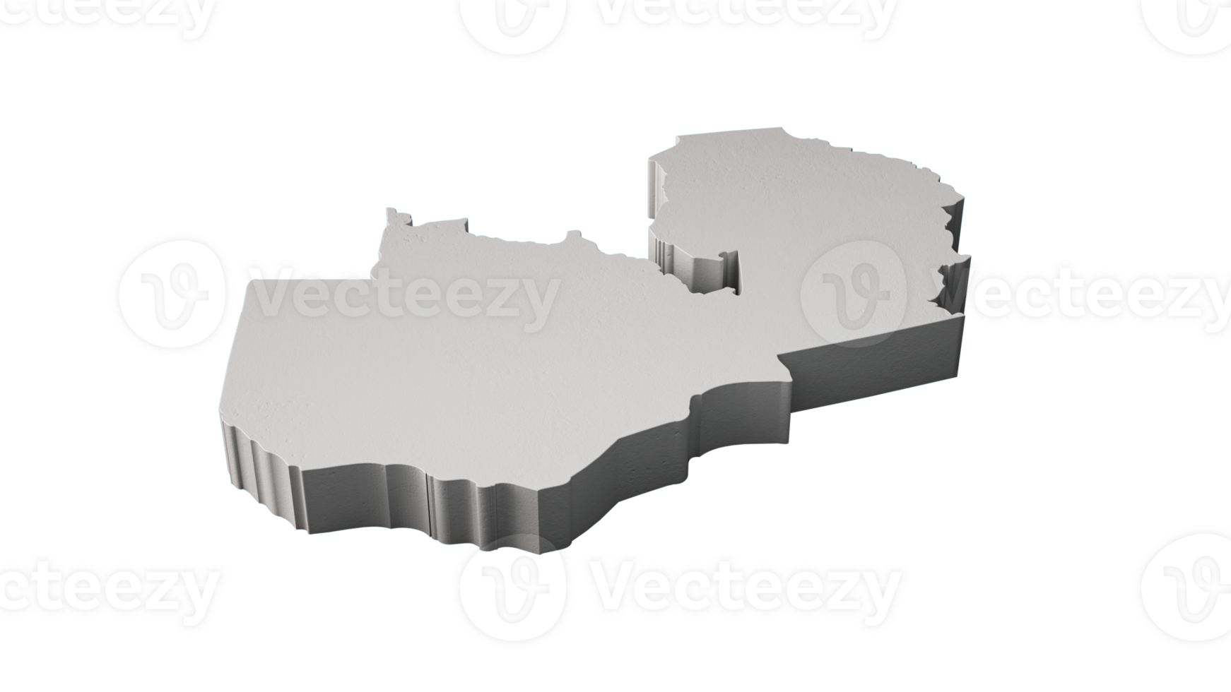 Zambia 3D map Geography Cartography and topology Sea Blue surface 3D illustration png