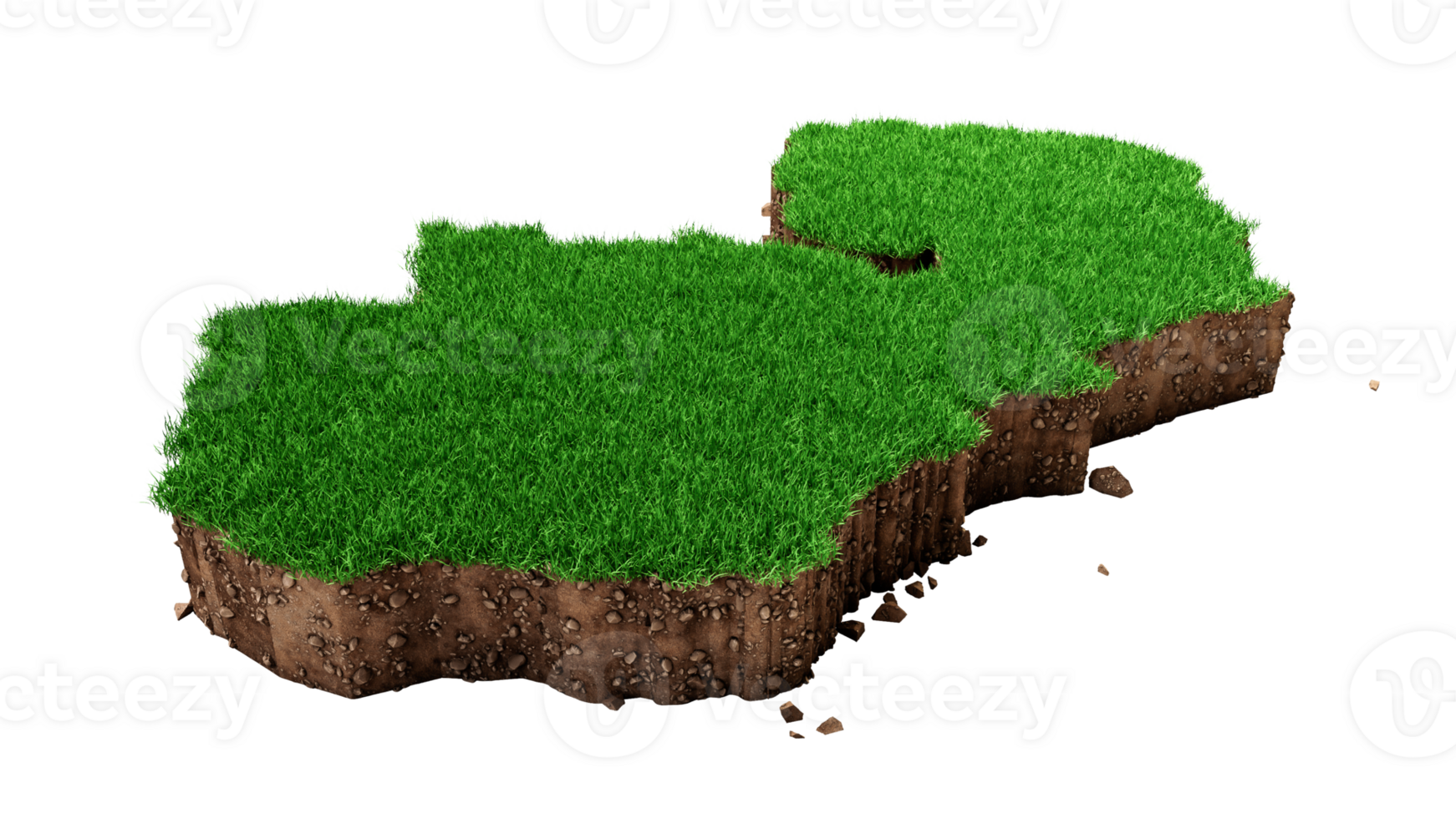 Zambia map detailed map with grass field 3d illustration png