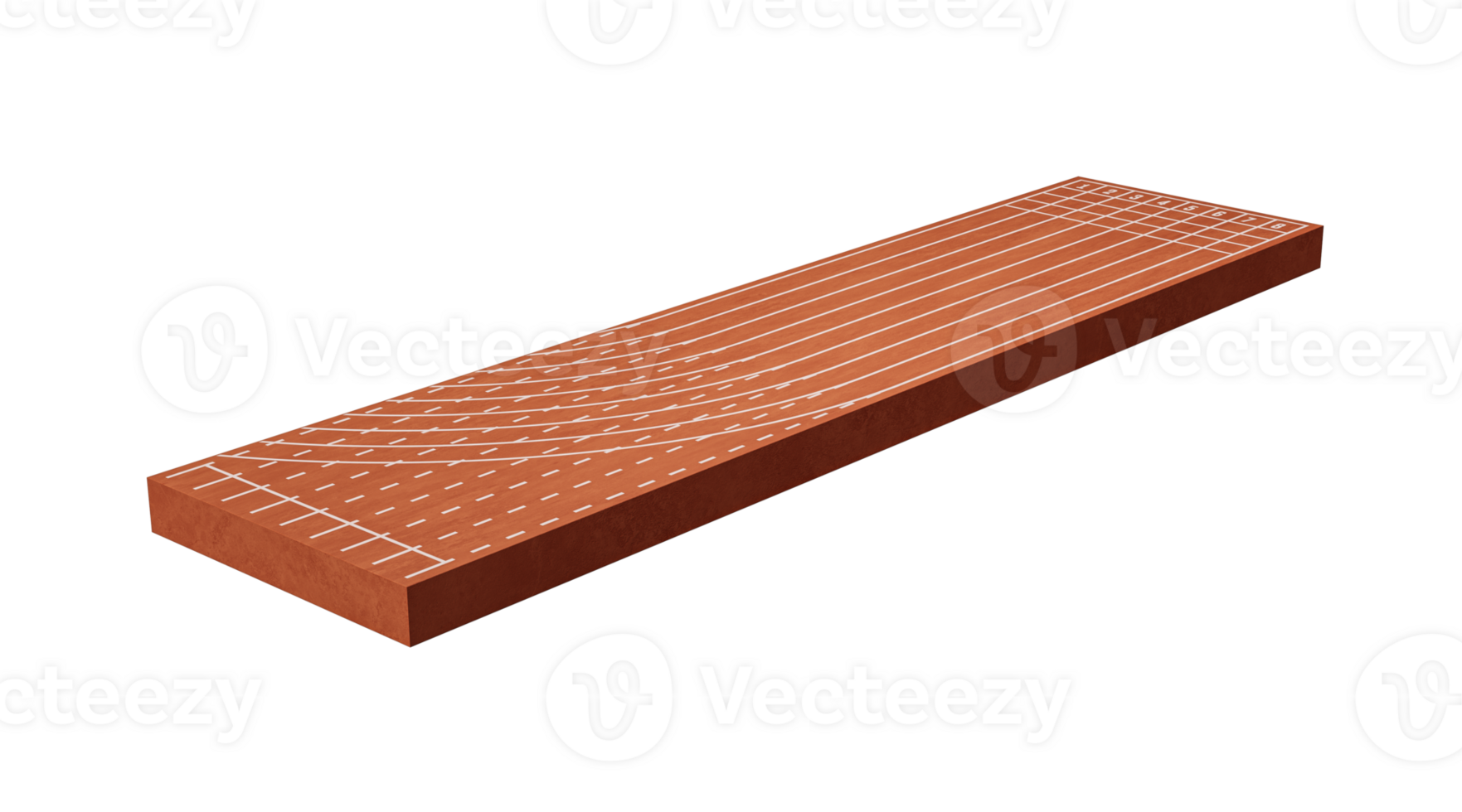 fonctionnement Piste sur stade avec voie et Nombres 3d traverser section avec fonctionnement piste, 3d illustration Couper une façon avec vide sport Piste png