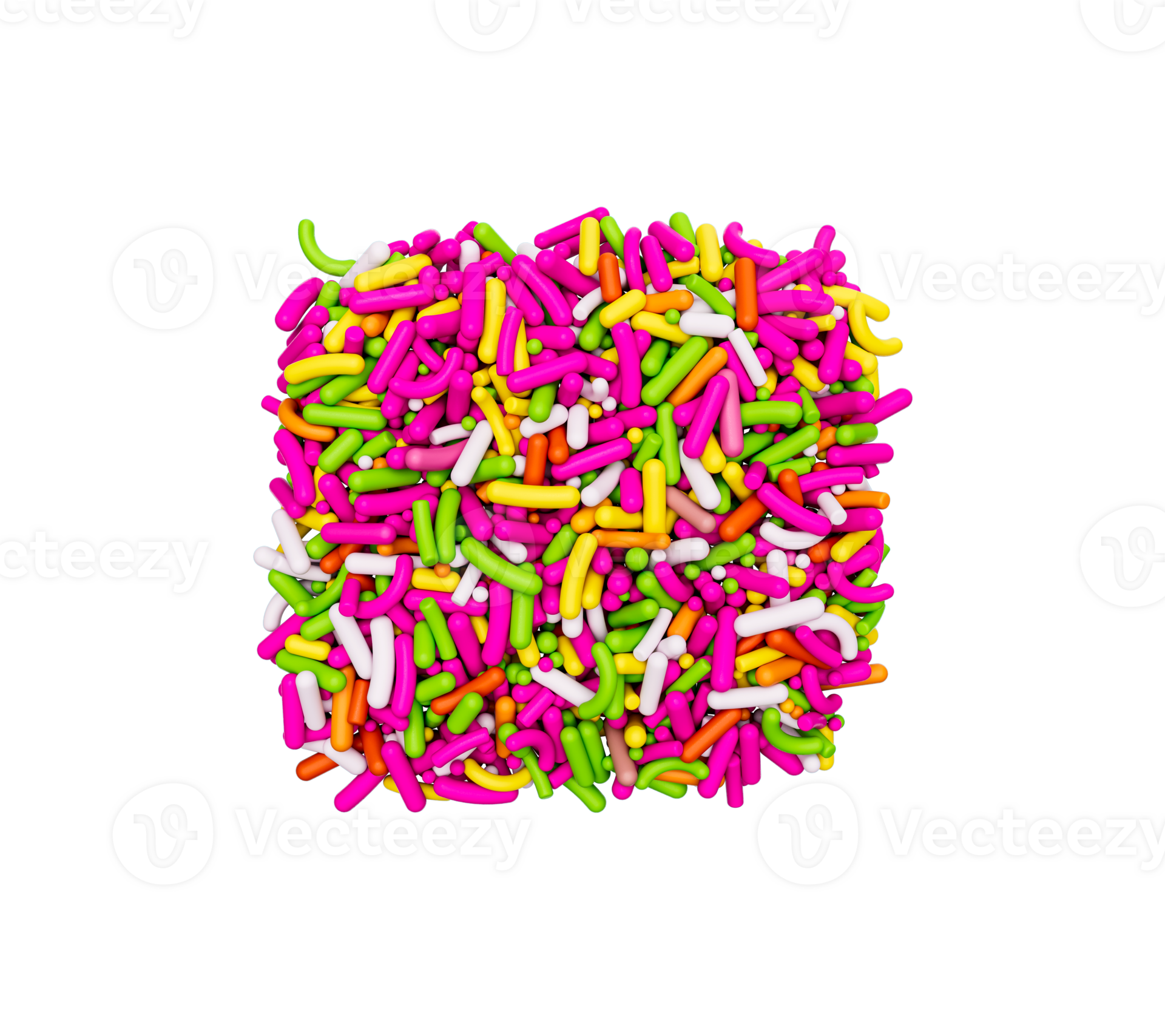 Sprinkles in Square shape Rainbow sprinkles 3d illustration 27243790 PNG