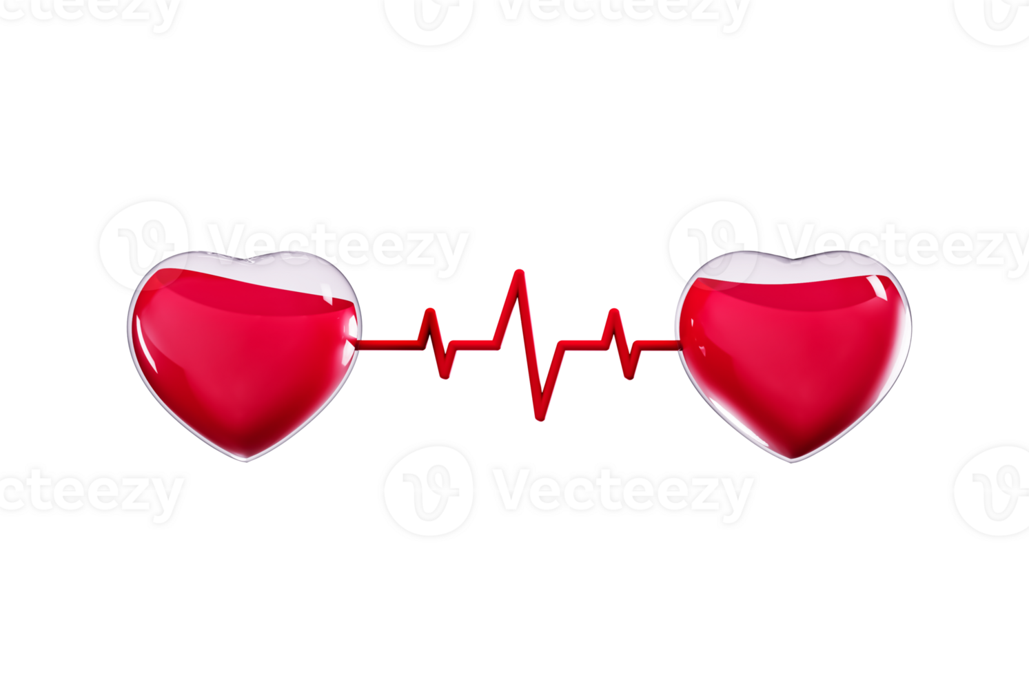 World Blood Donor Day, June 14th, blood transferring From 1 heart to other heart concept 3d illustration png