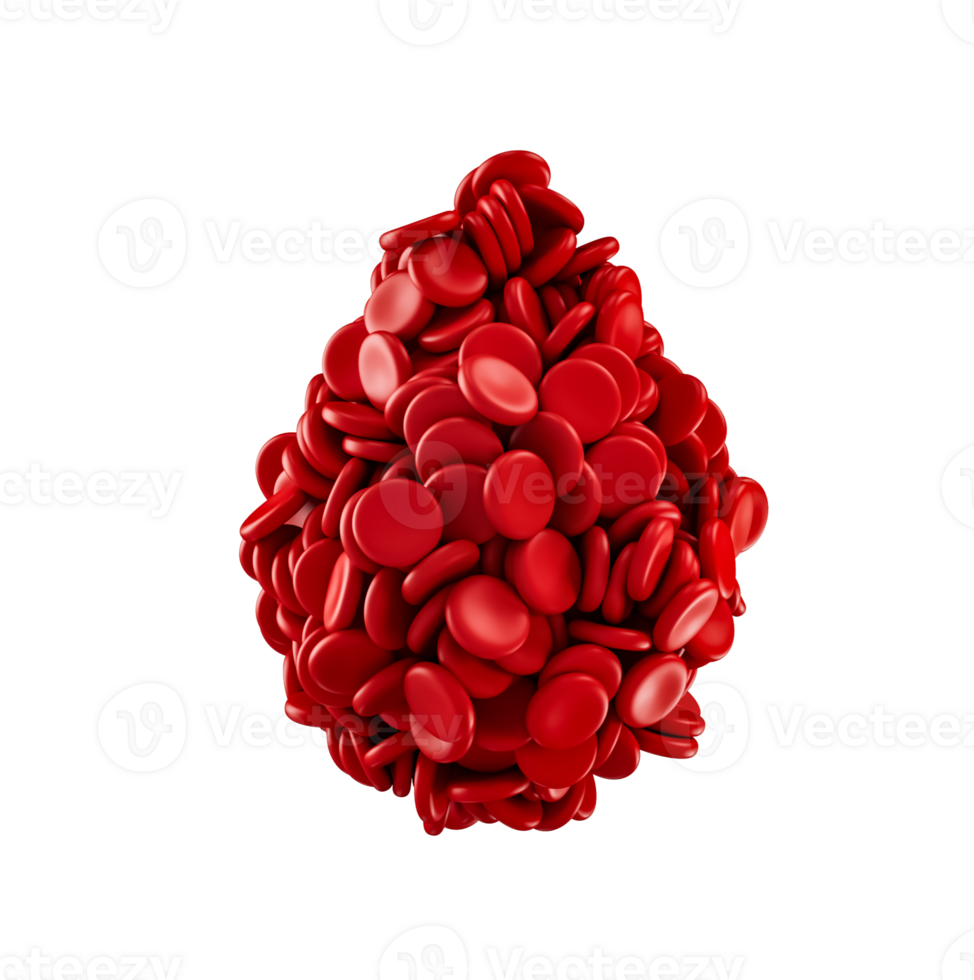 Drop of Red Blood Cells 3D Illustration png