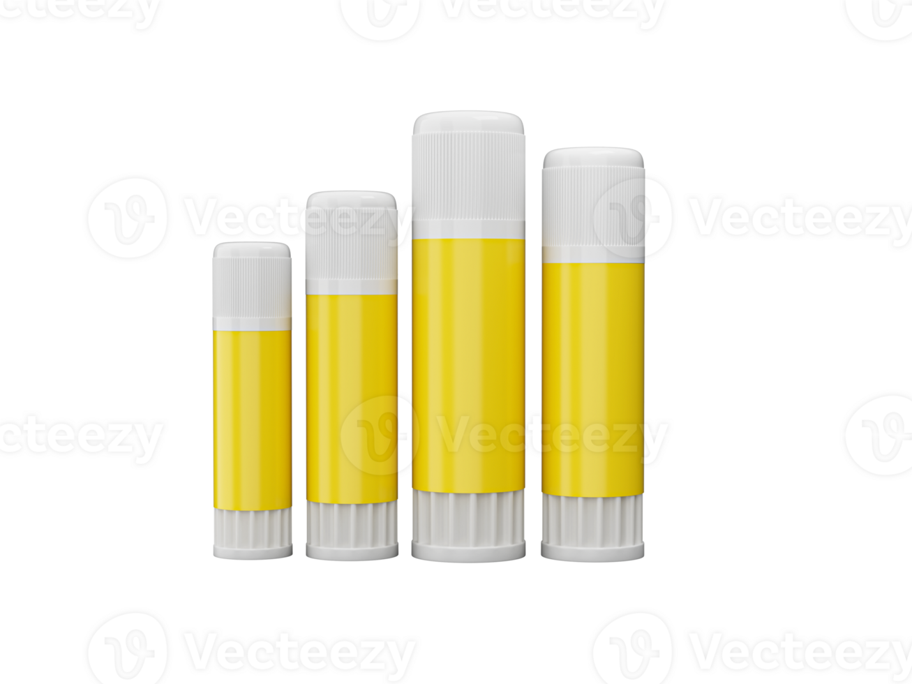 yellow glue sticks Set all Sizes Blank Mockup 3d illustration png