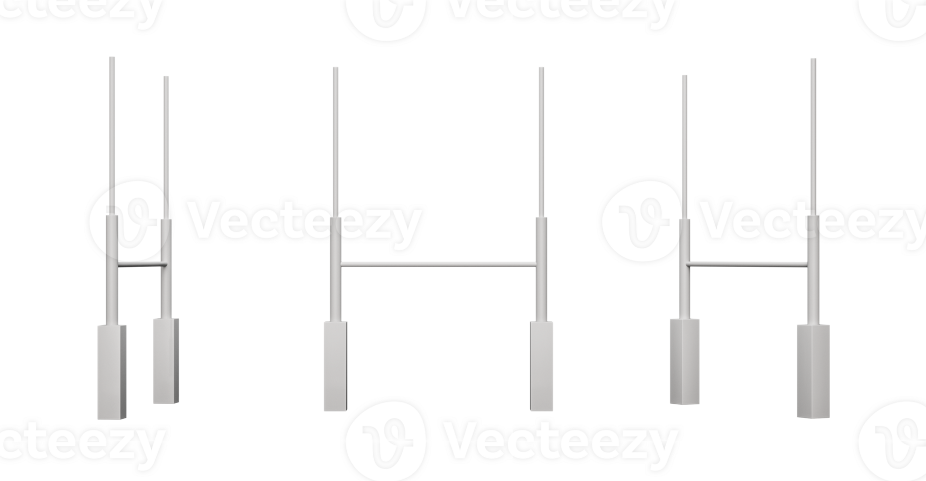 Isolated rugby posts with Blue padding American football goal post 3d illustration png