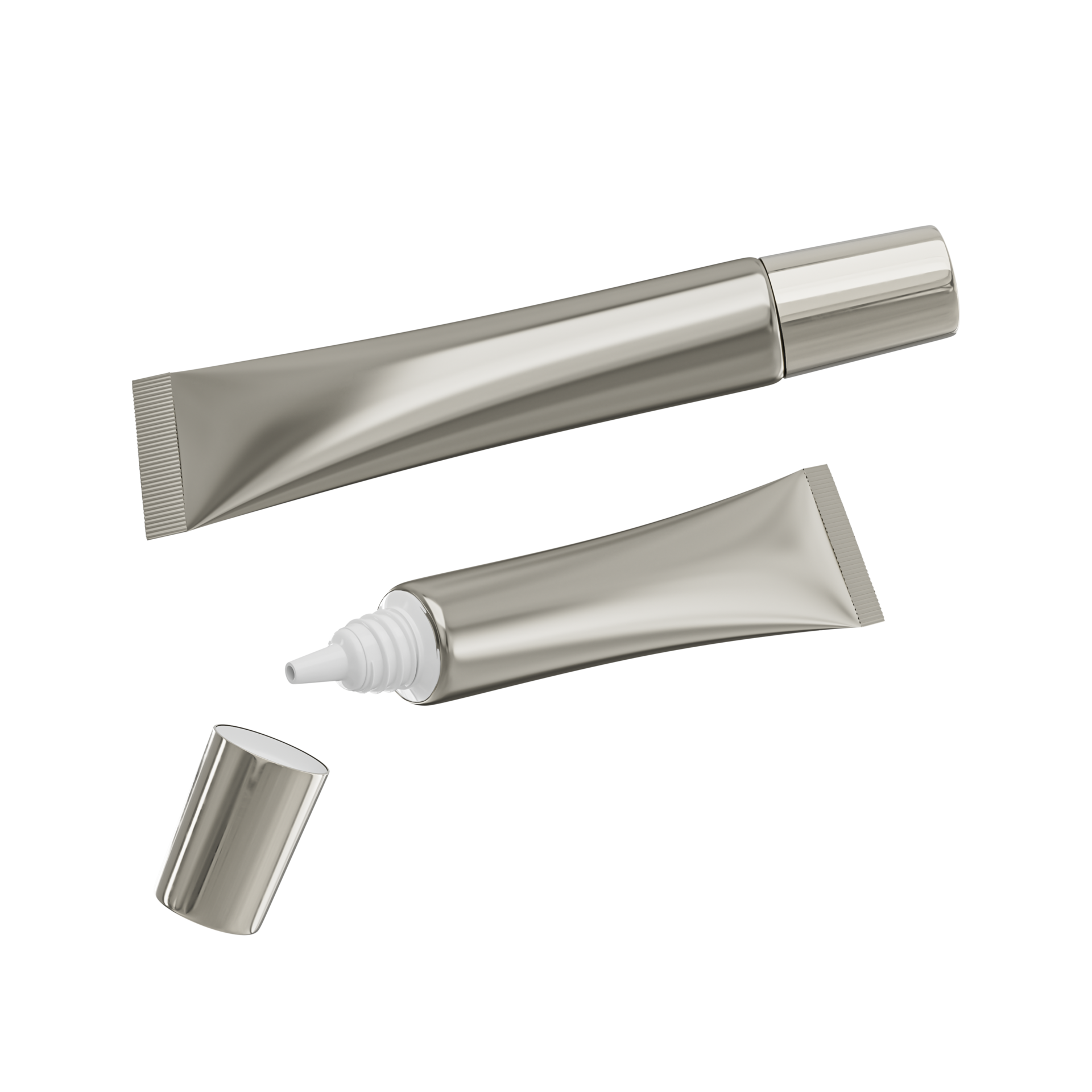 Blank Silver White Cosmetic Long Tube Pack Of Cream Or Gel 3d blank-silver-white-cosmetic-long-tube-pack-of-cream-or-gel-3d