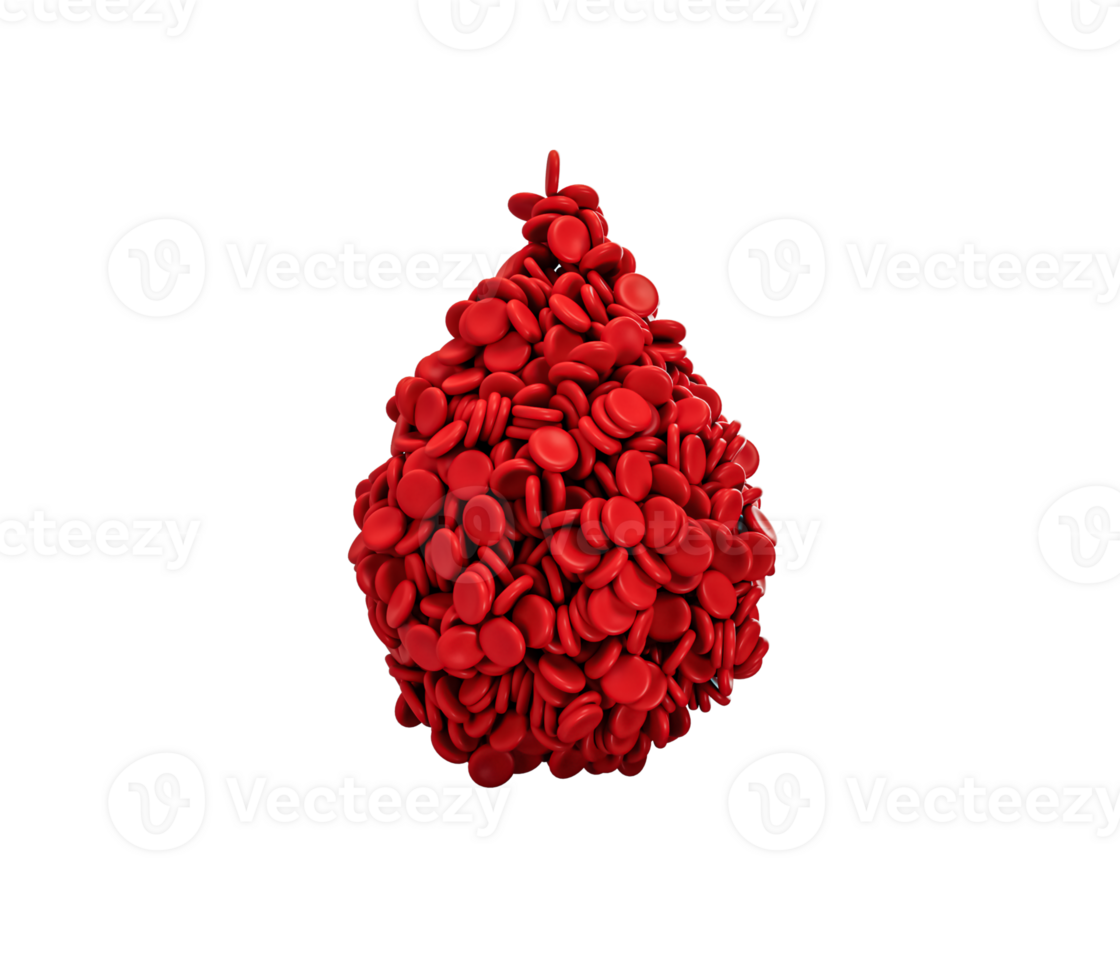 Drop of Red Blood Cells Isolated 3D Illustration png