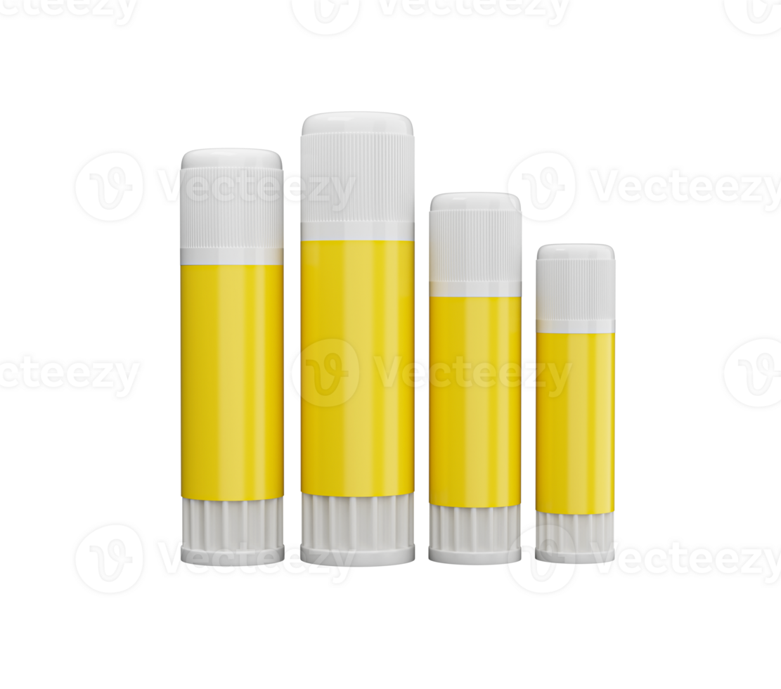yellow glue sticks Set all Sizes Blank Mockup 3d illustration png
