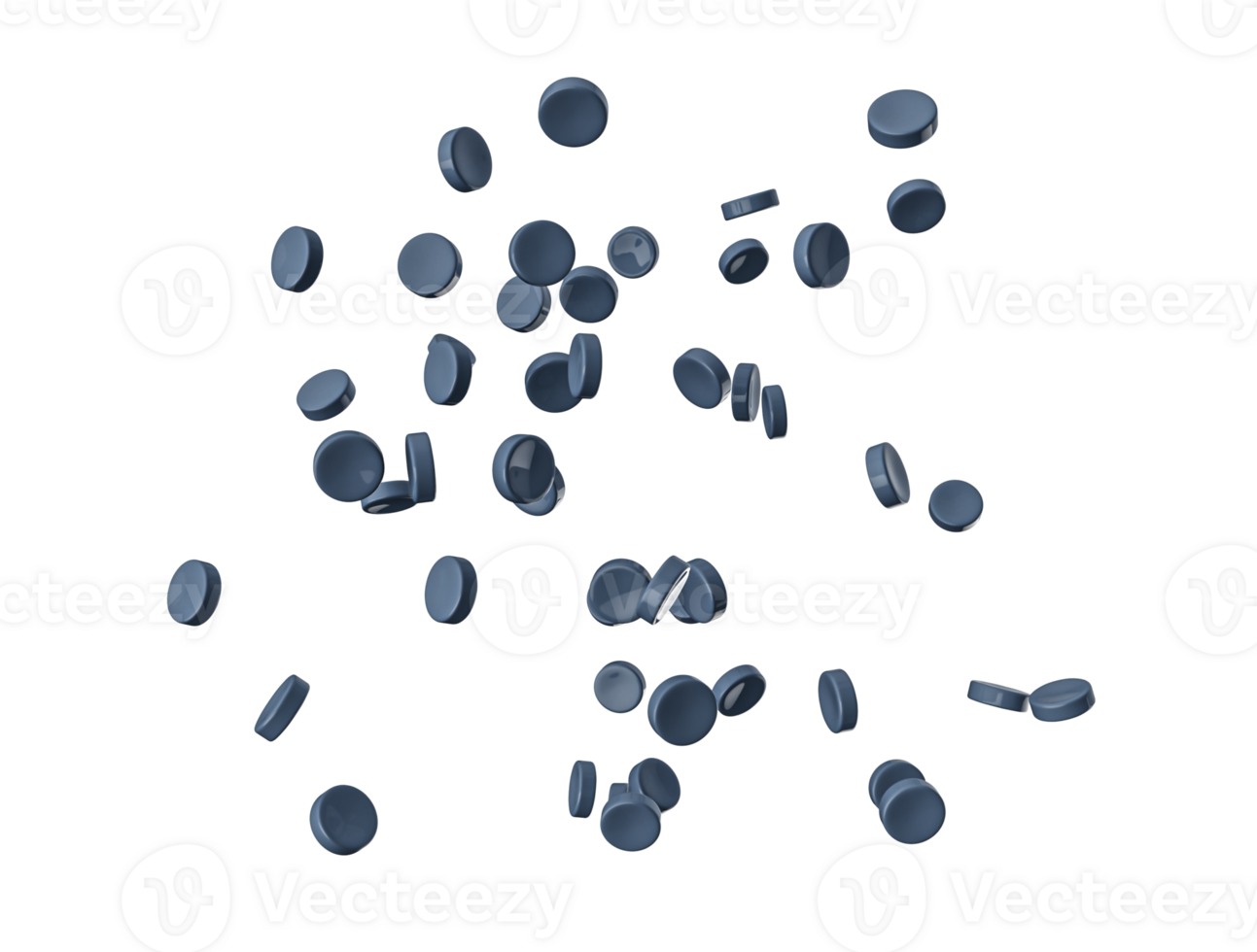 Black Grey polymer resins, Close-up of plastic polymer granules compound plastic beads 3d illustration png