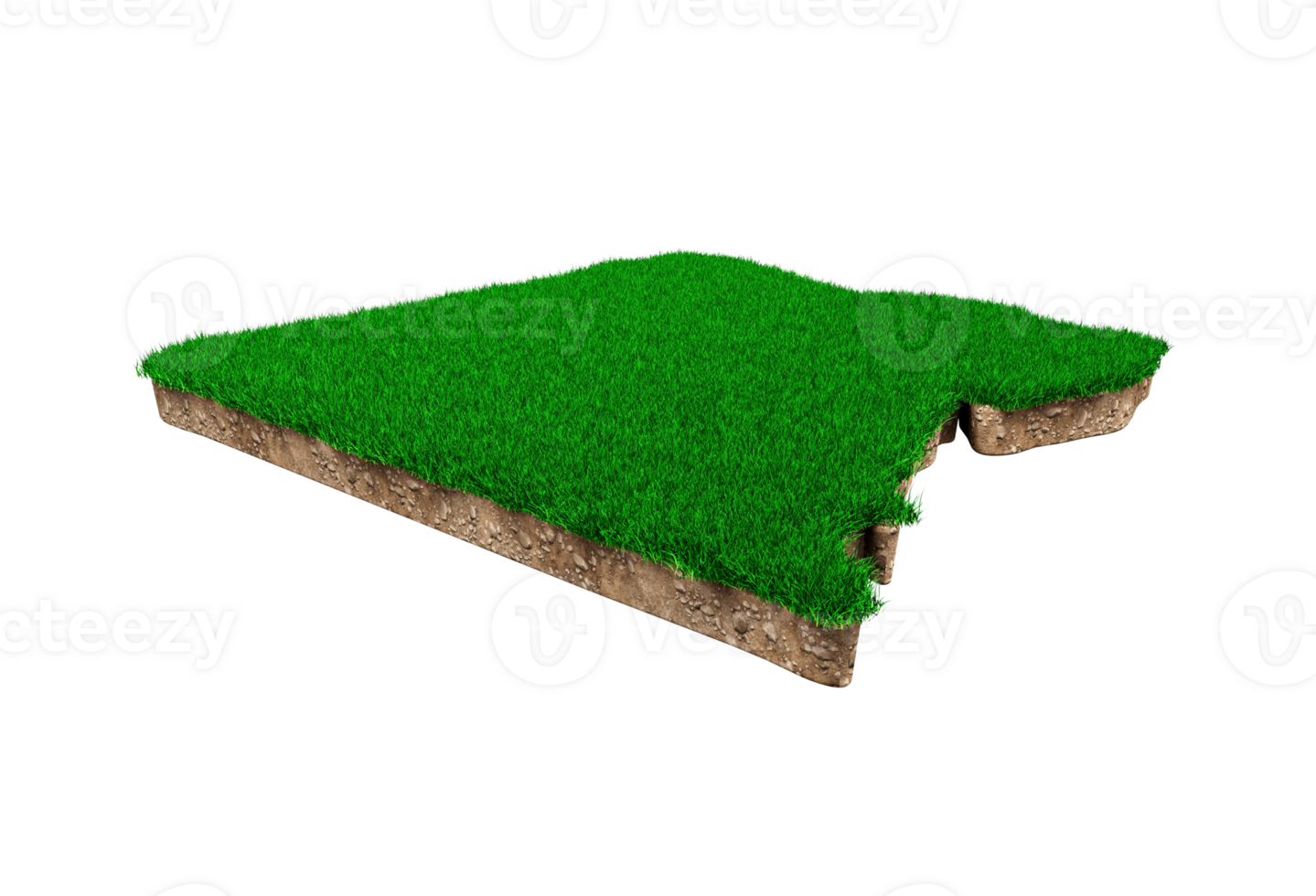 Egypt Map soil land geology cross section with green grass and Rock ground texture 3d illustration png