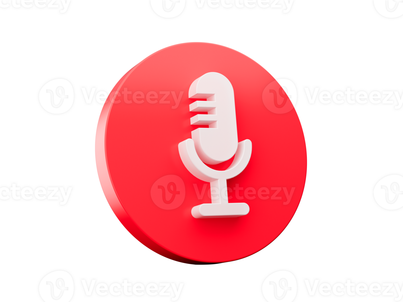 Podcast or Radio Logo design Microphone on Red icon 3d illustration png