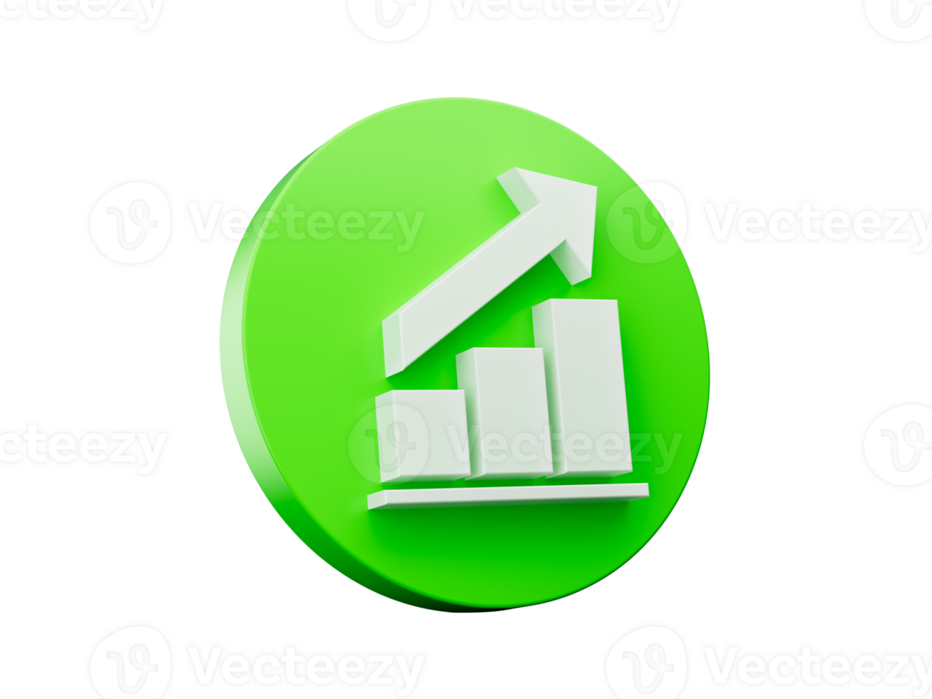 Business growth chart up icon green growing graph icon 3d illustration investing and profit increasing 3d illustration png