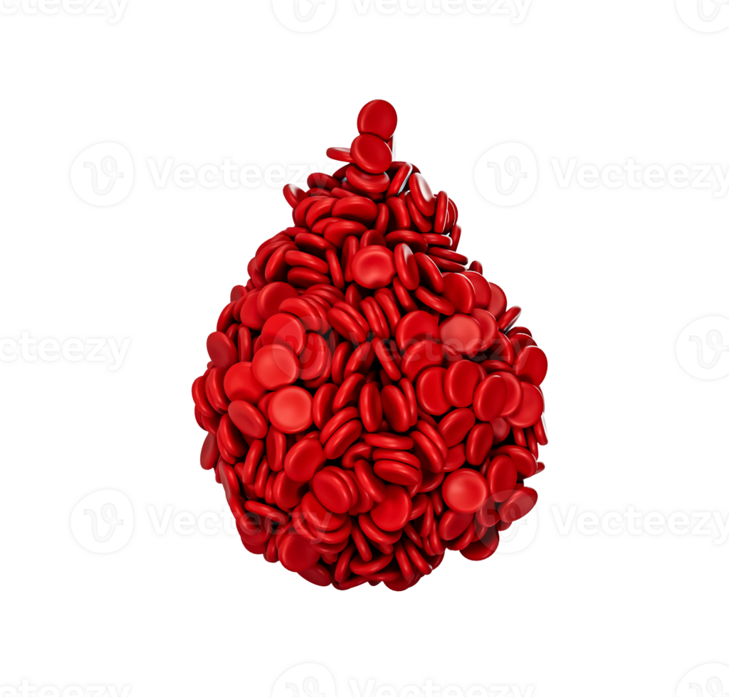 Drop of Red Blood Cells 3D Illustration png