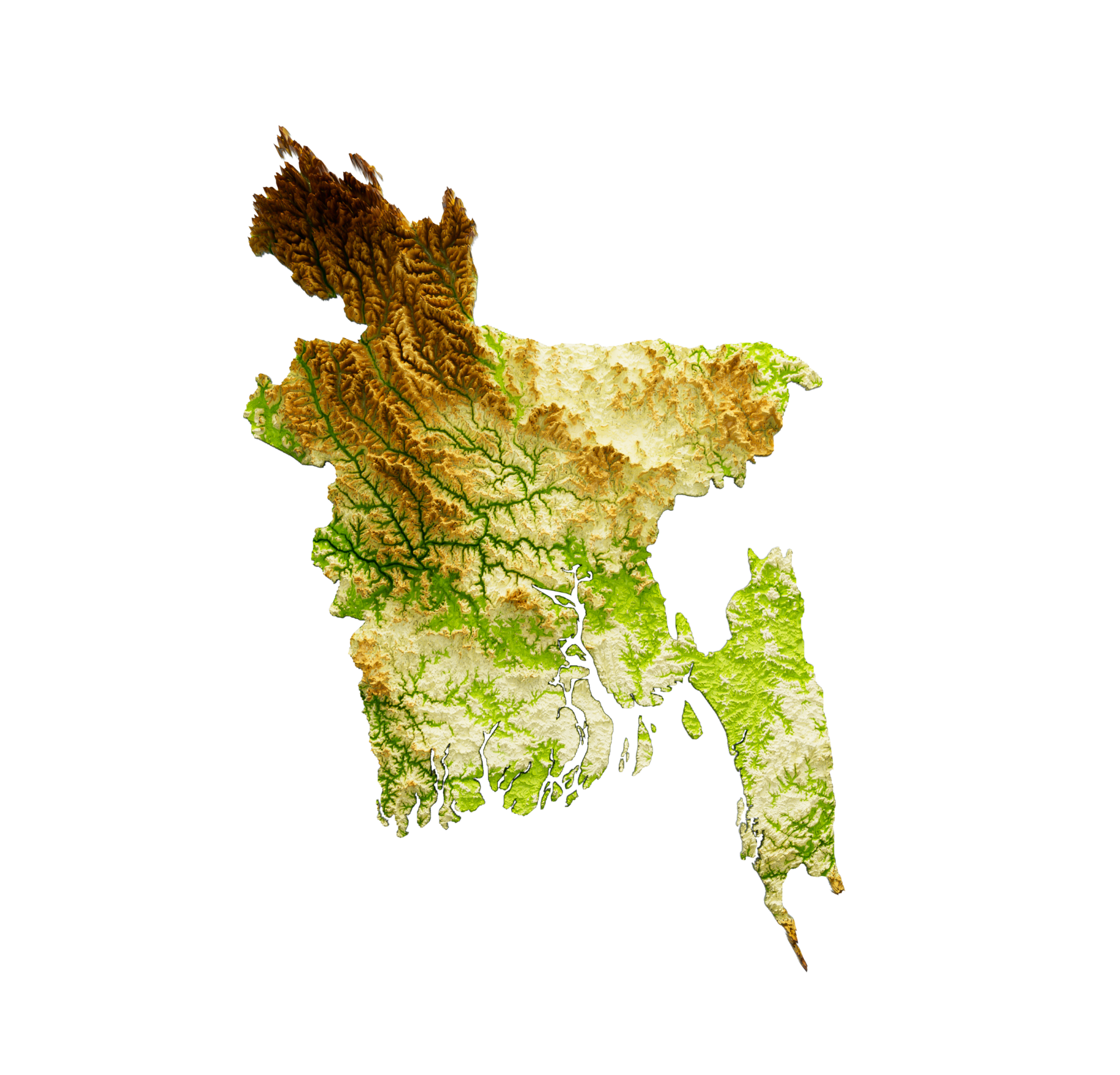 Bangladesh Map Shaded relief Color Height map 3d illustration 27243981 PNG