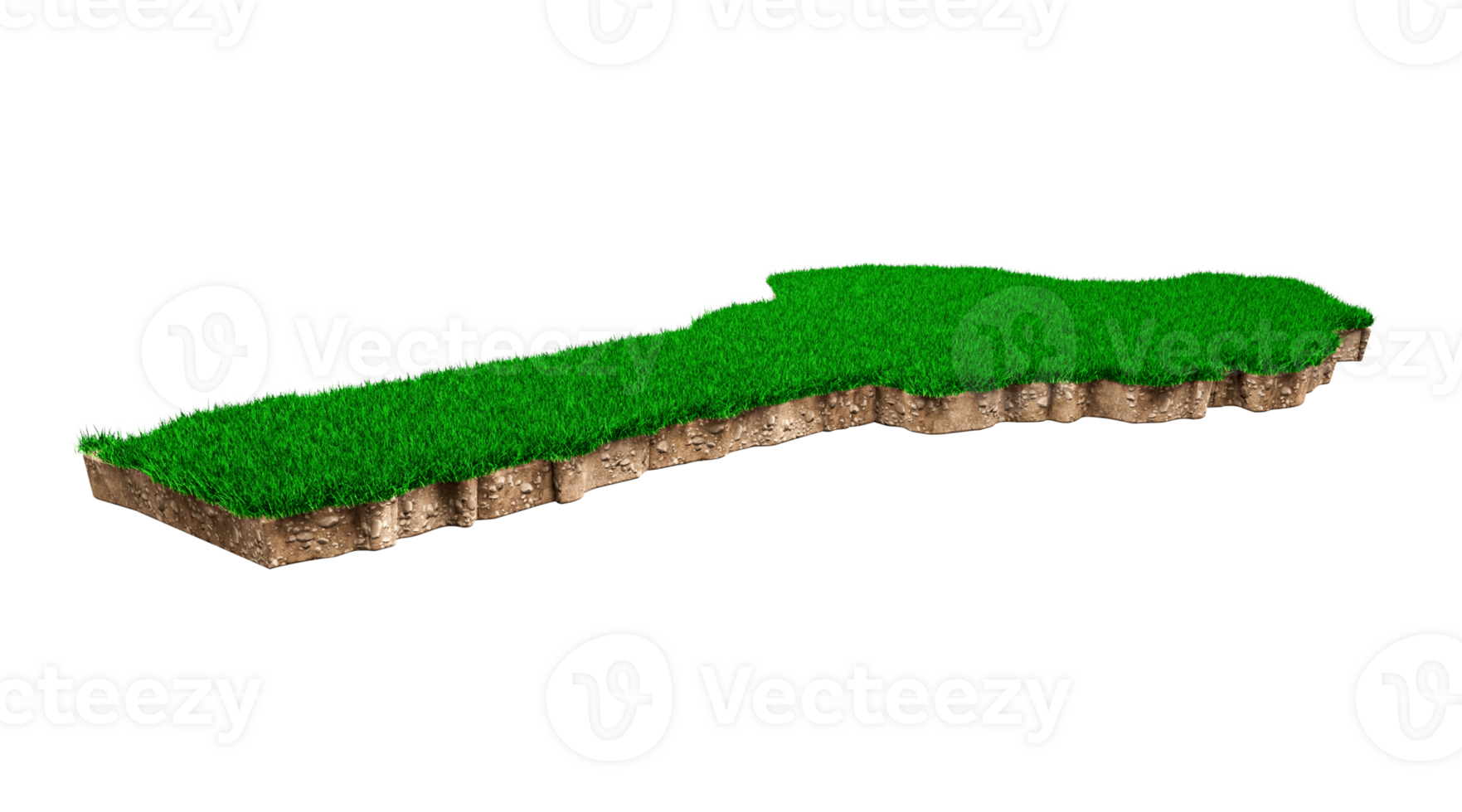 Benin Map soil land geology cross section with green grass and Rock ground texture 3d illustration png
