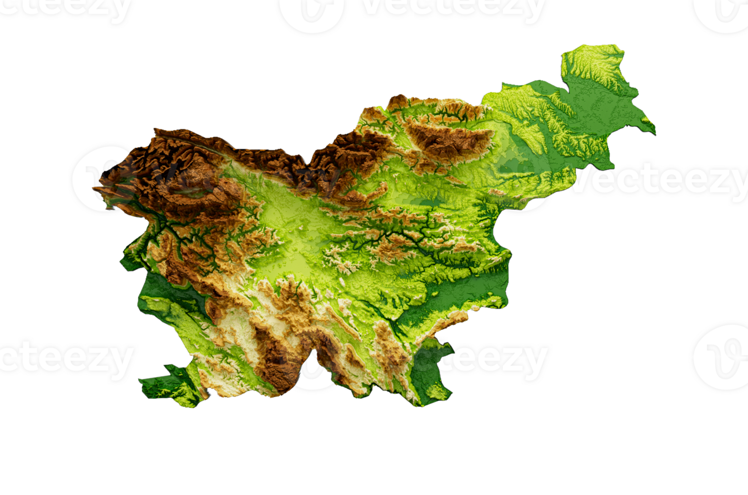Slovenia Map Shaded relief Color Height map 3d illustration png