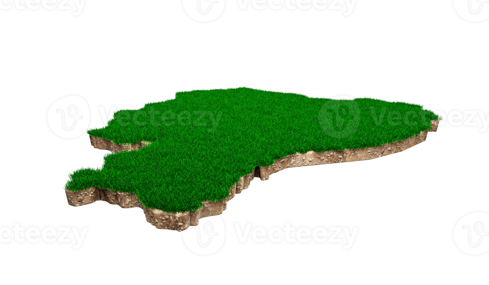 Ecuador Map soil land geology cross section with green grass and Rock ground texture 3d illustration png